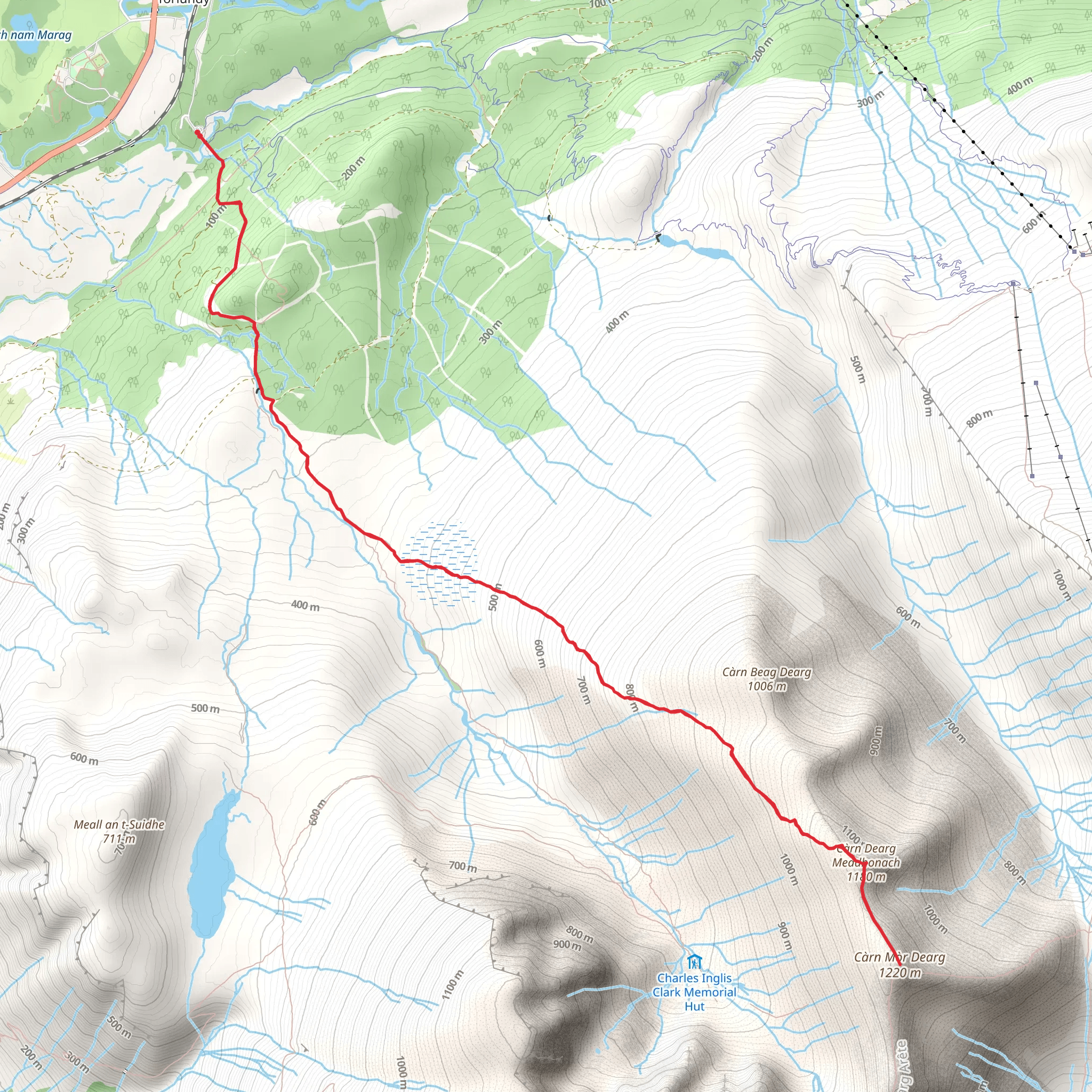 Càrn Mòr Dearg via Carn Dearg Madhonach mobile static map