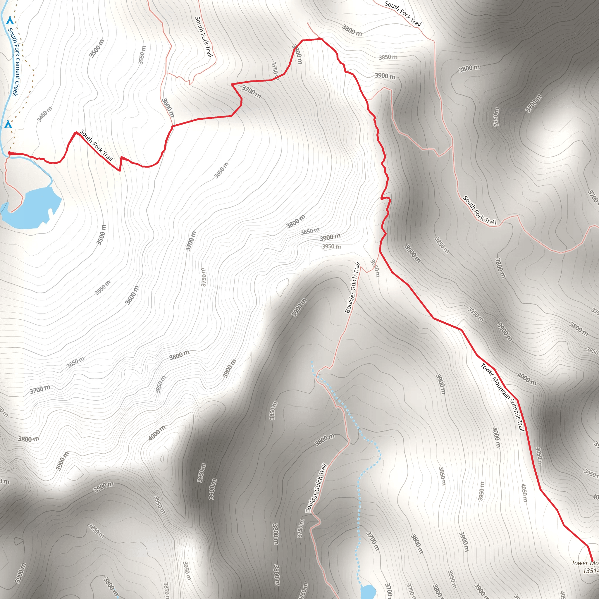 Tower Mountain via South Fork Trail mobile static map