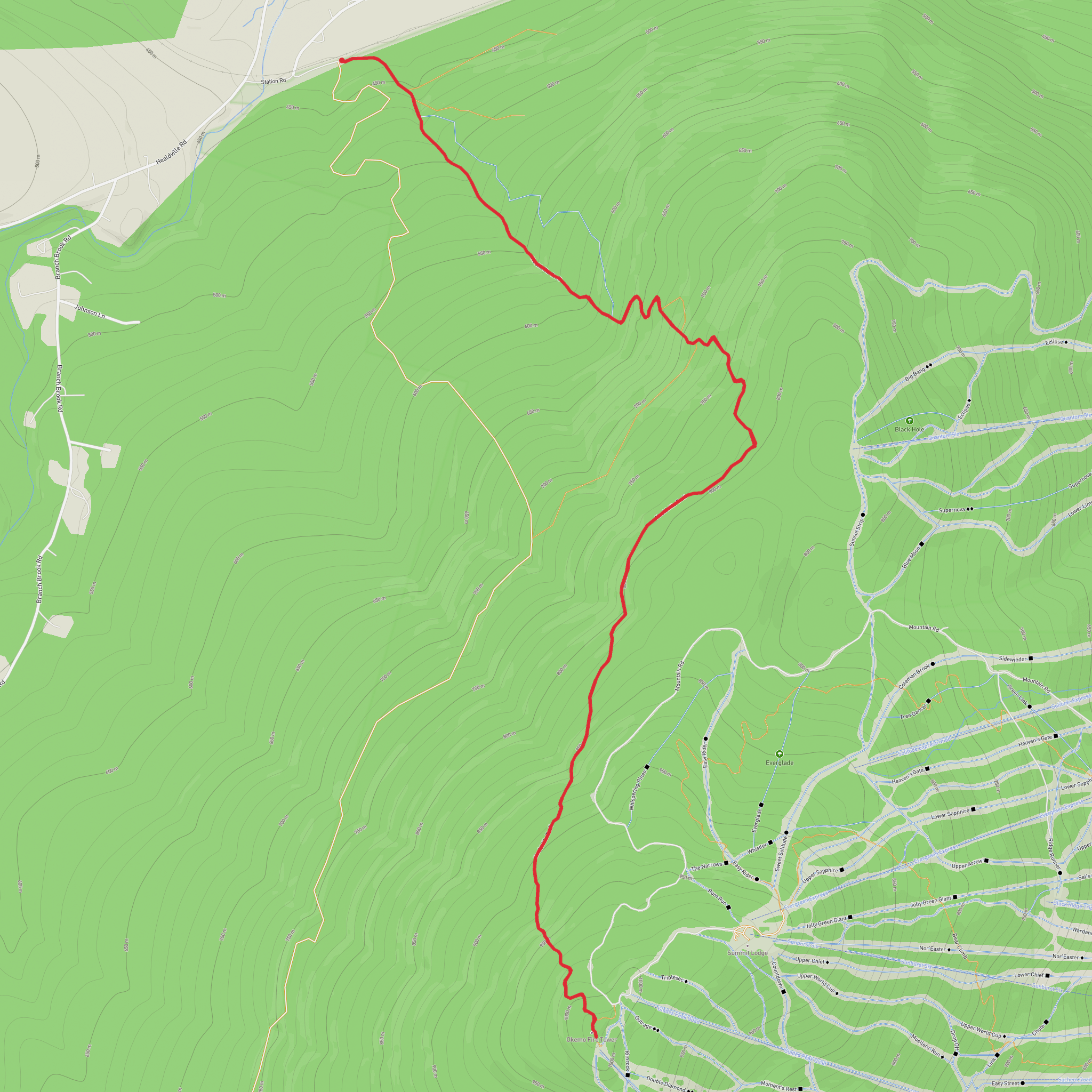 Ludlow Mountain via Healdville Trail mobile static map