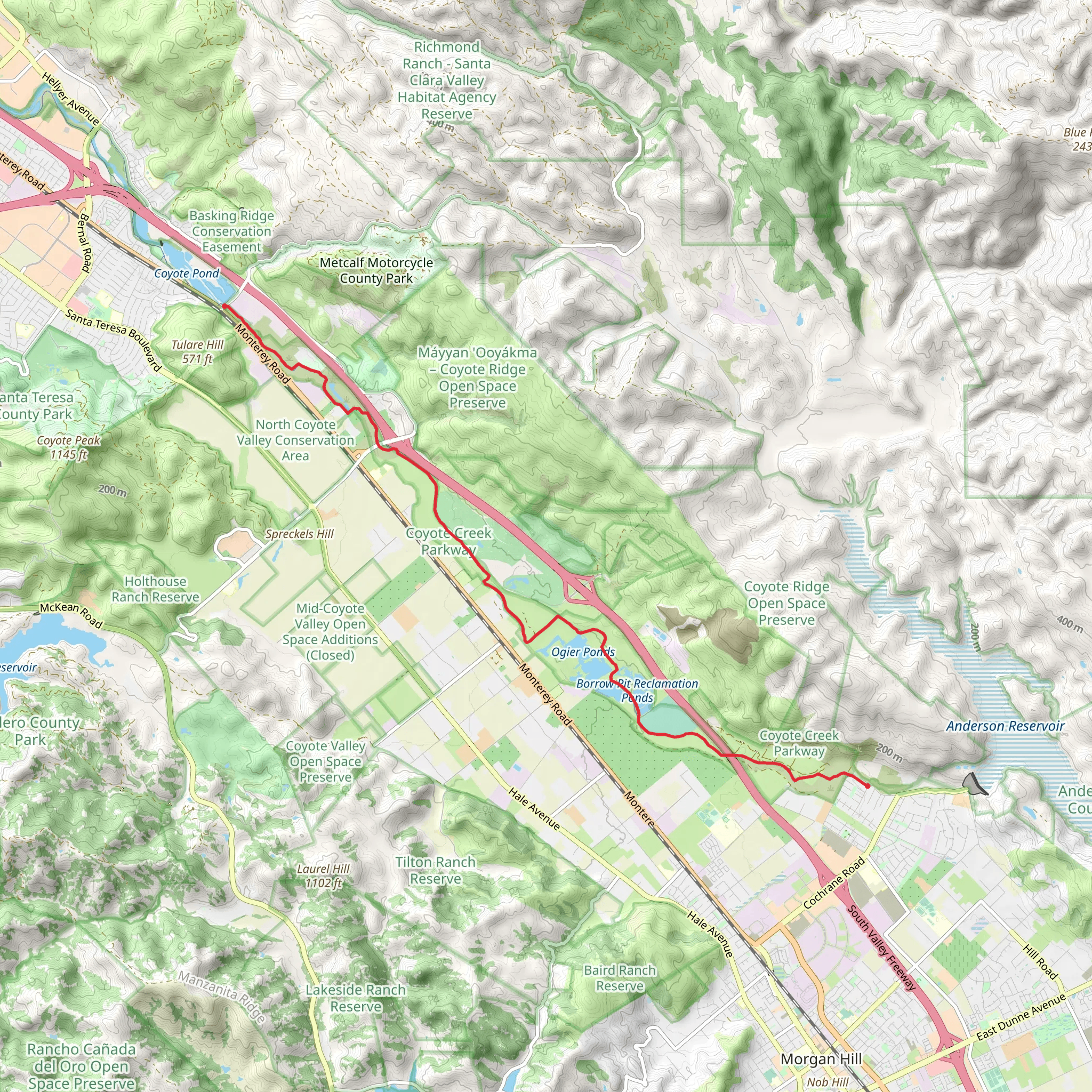 Coyote Creek Trail from Coyote Pond mobile static map