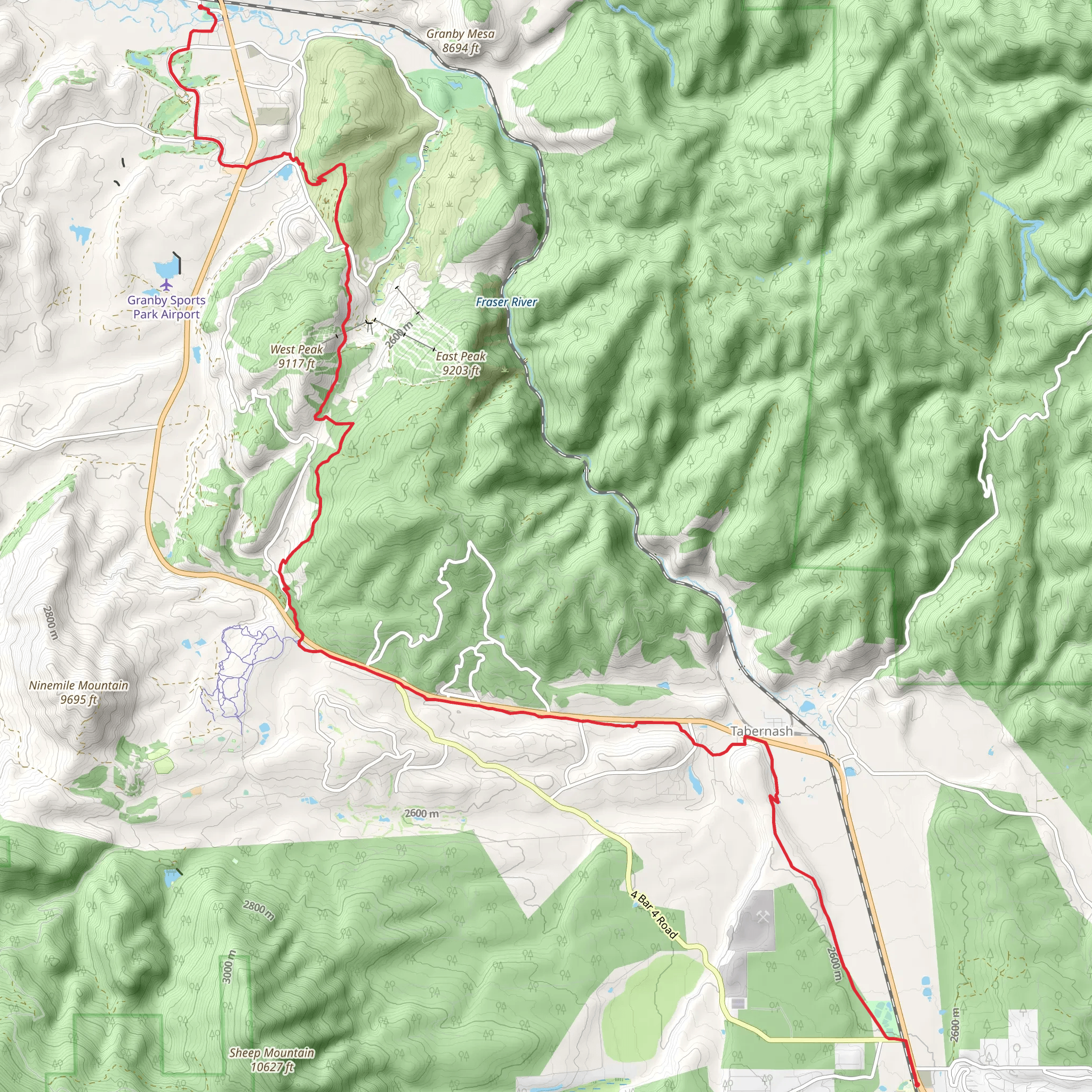 Winter Park to Granby Trail and Winter Park to Granby Trail mobile static map
