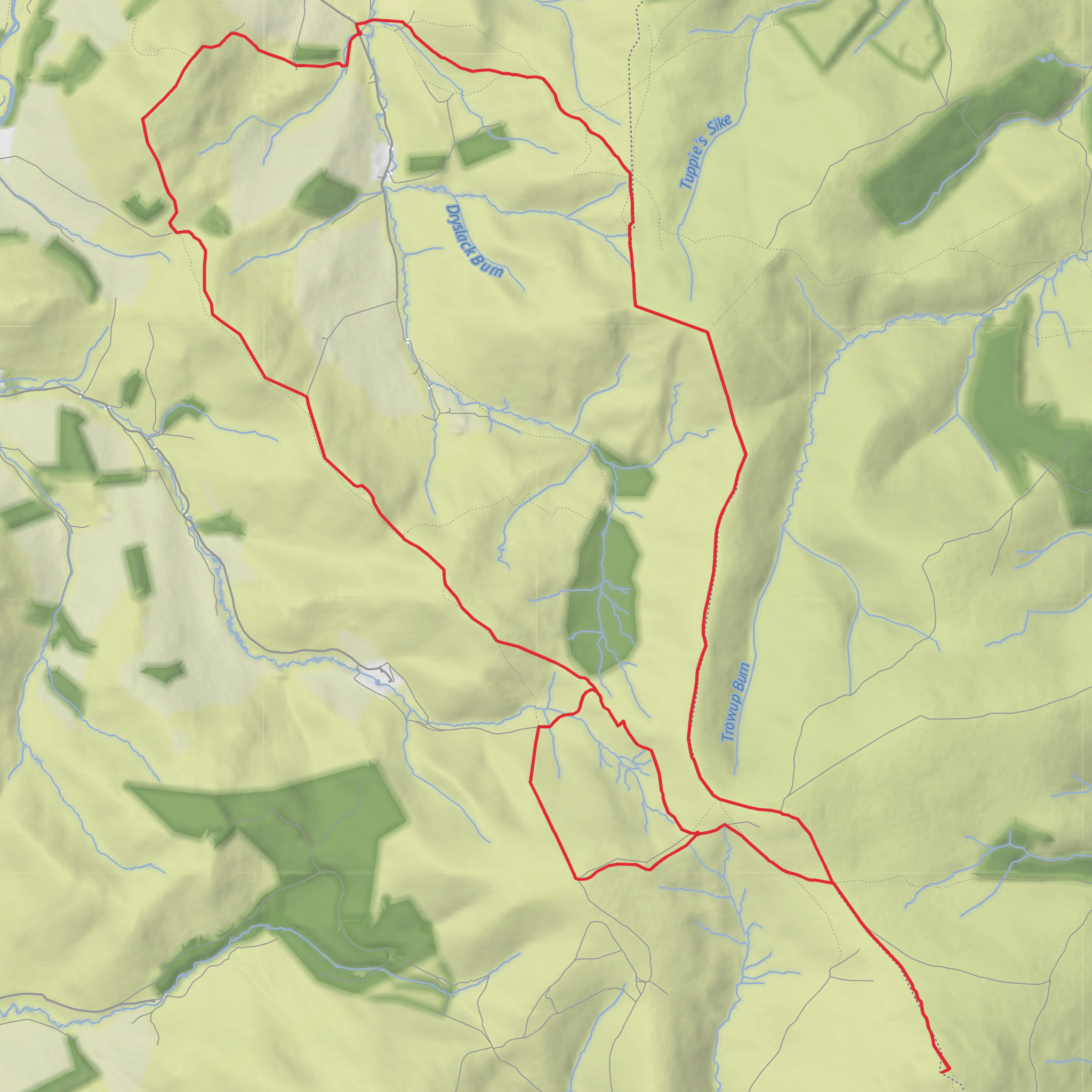 Staerough Hill, Sunnyside Hill, Wildgoose Hill, The Schil and Corbie Craig Loop via Pennine Way mobile static map