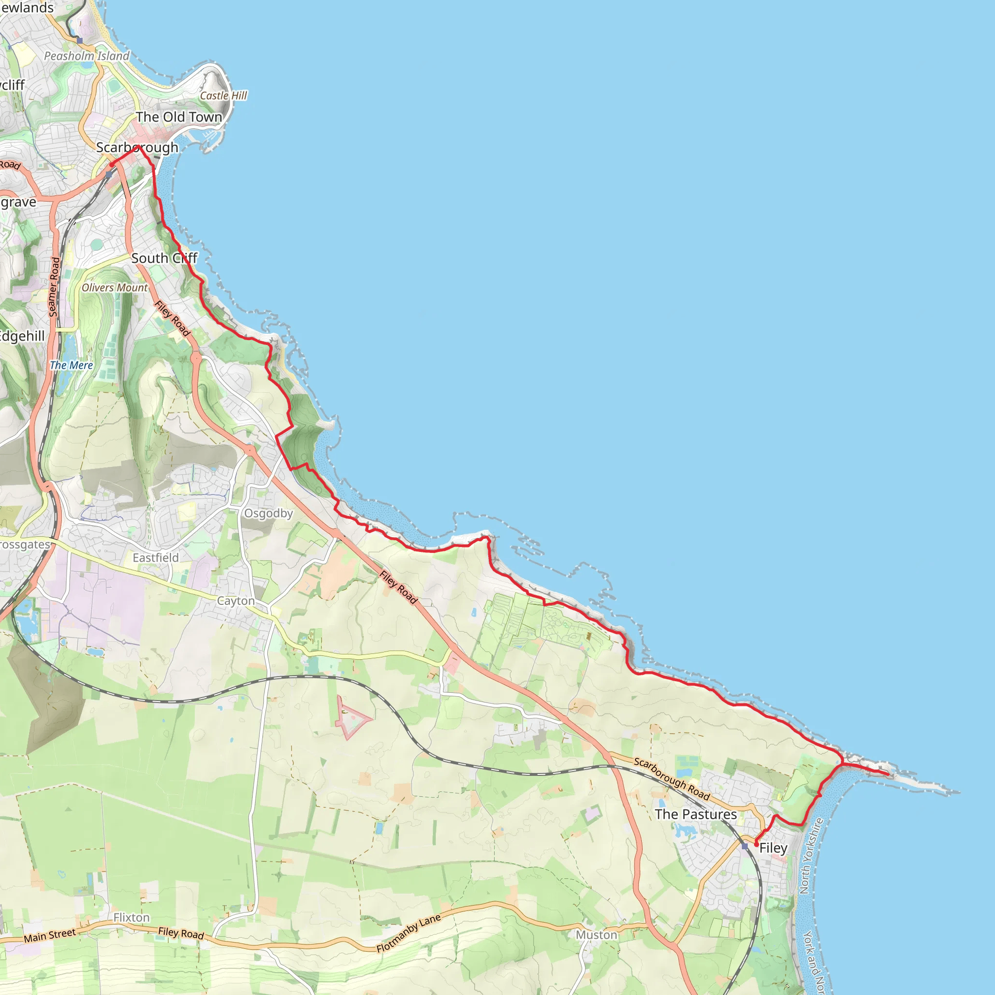Scarborough to Filey via the Cleveland Way mobile static map