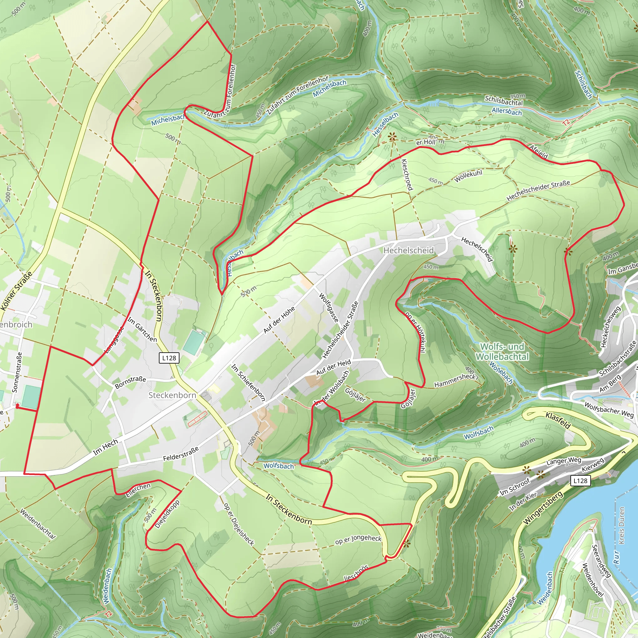Rurseeblick via Weidenbachtal and Panoramaweg mobile static map