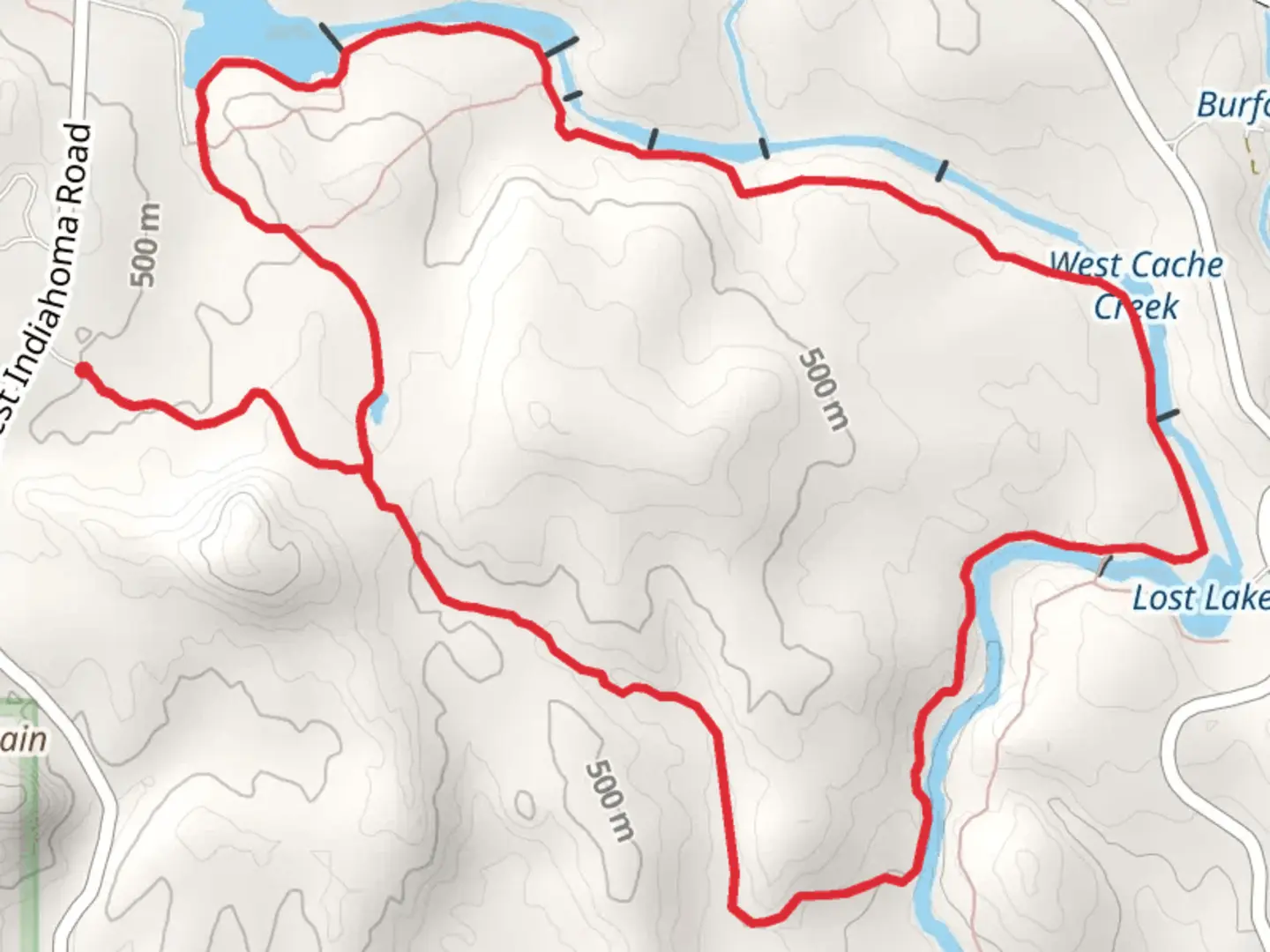 An image depicting the trail West Cache Creek Loop and its surrounding area.