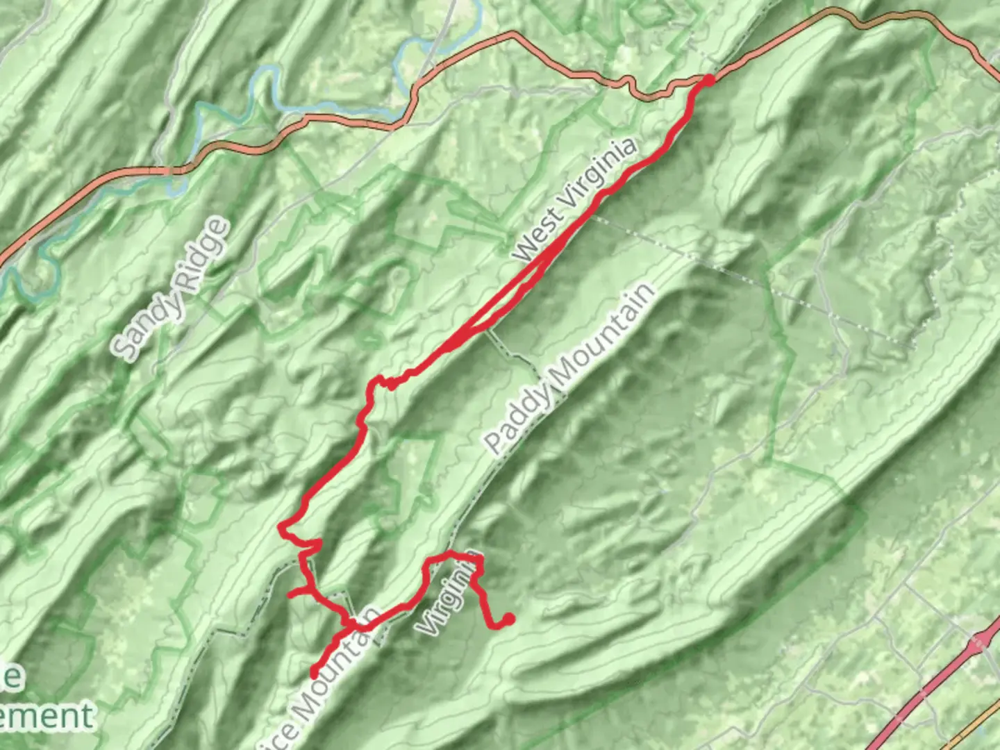 An image depicting the trail Tuscarora - Little North Mountain Trail and its surrounding area.