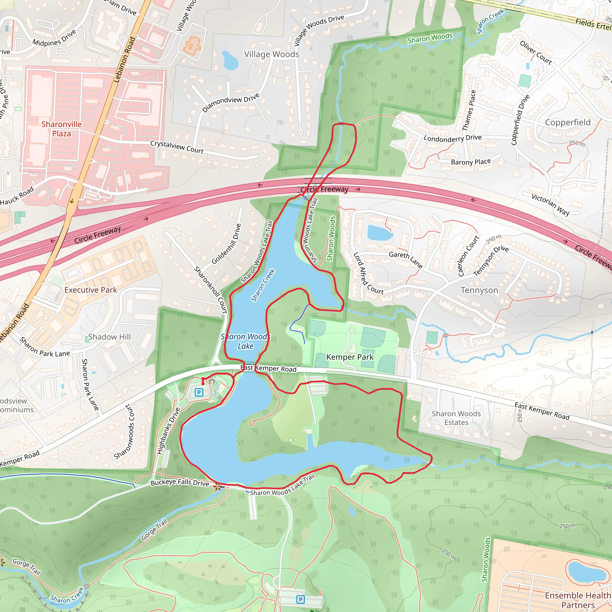 Sharon Woods Lake Loop Trail mobile static map