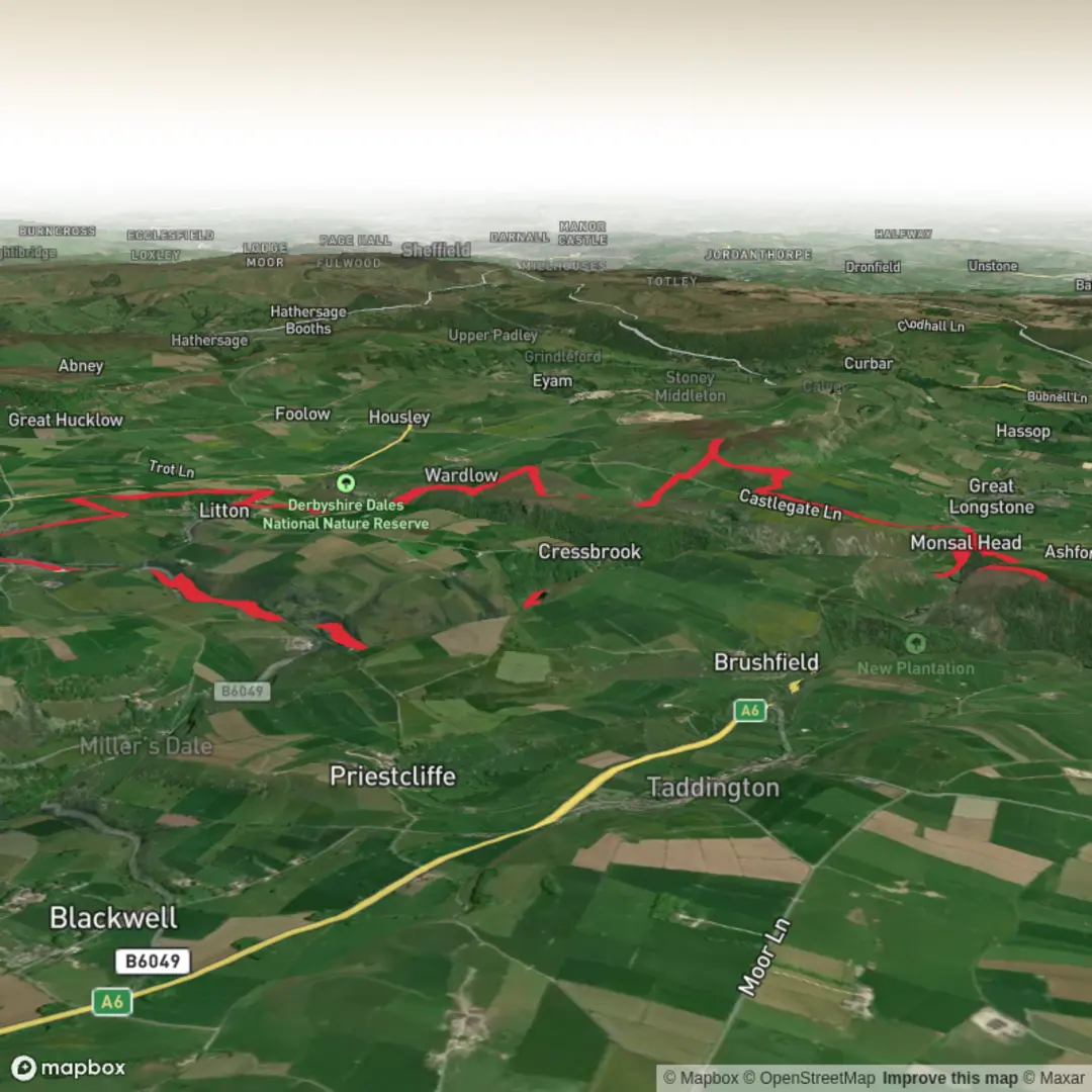 An image depicting the trail Tideswell & Monsal Head Circular and its surrounding area.