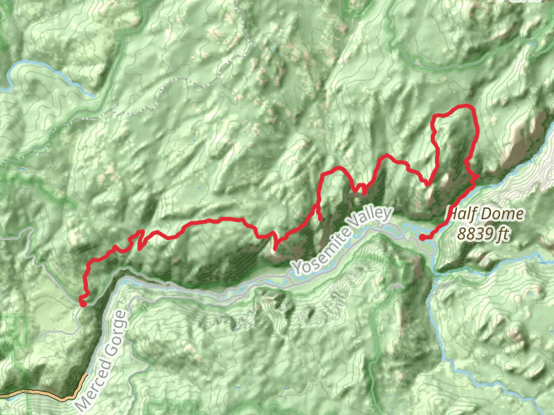 Old Big Oak Flat Road, El Capitan, Eagle Peak, Yosemite Point and Snow Creek Trail