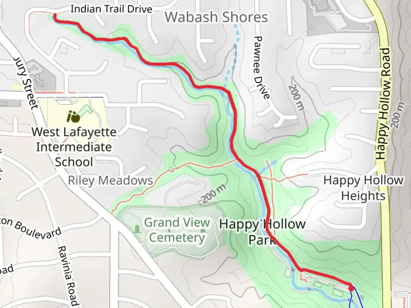 An image depicting the trail Trolley Line Trail and its surrounding area.