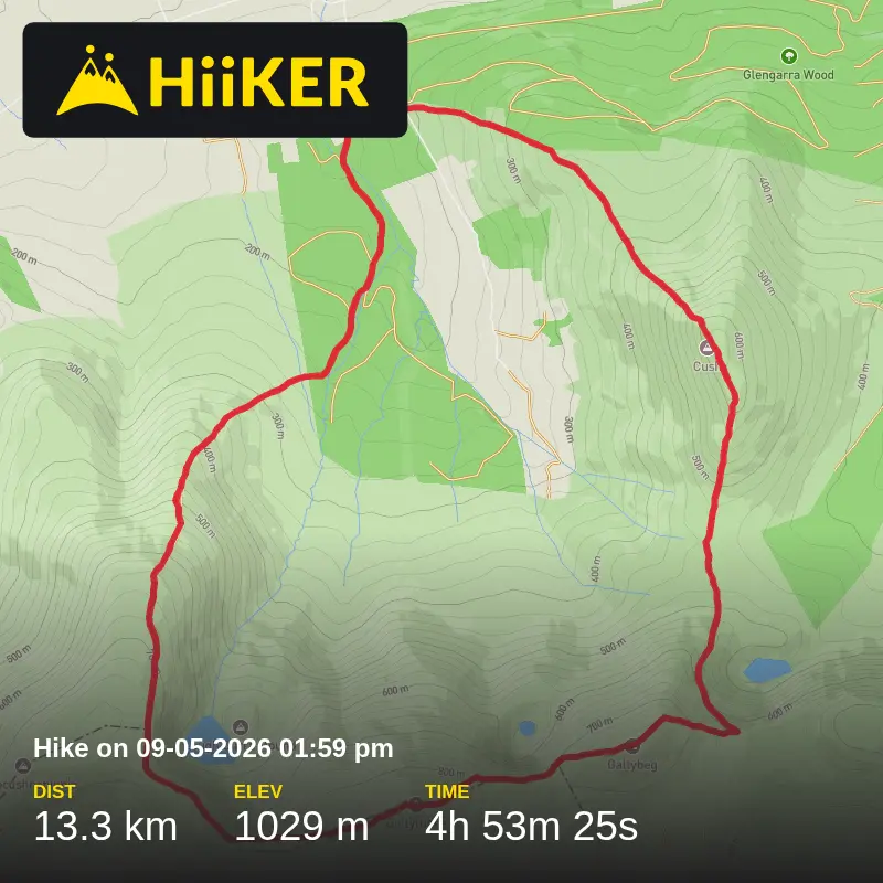 A map preview of the recording Hike on 09-05-2026 01:59 pm.