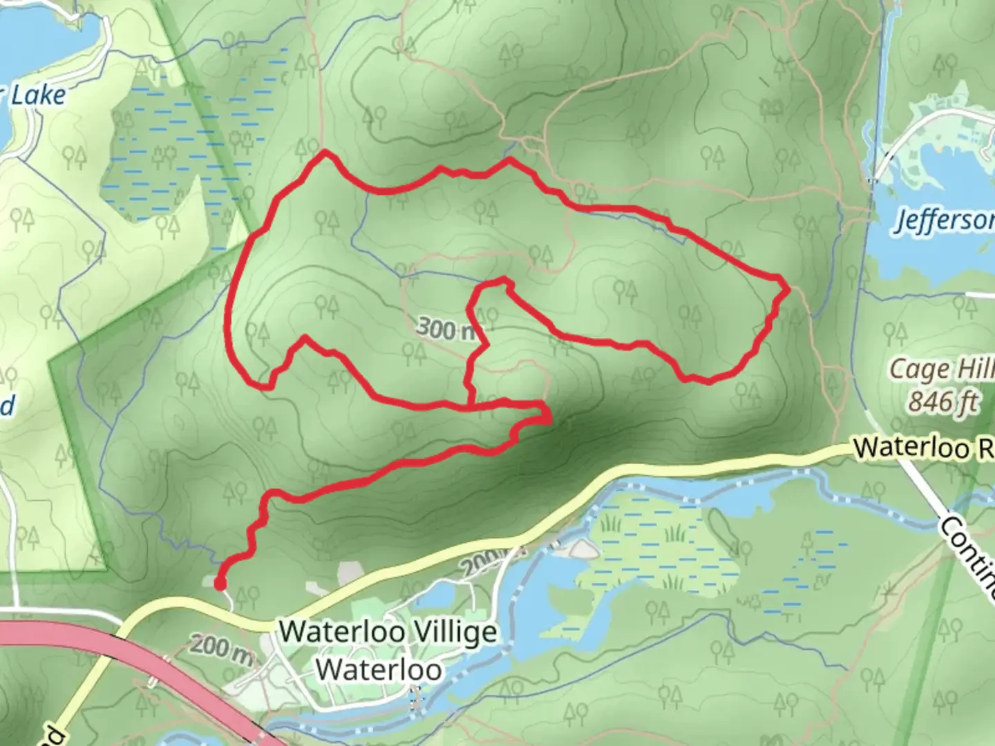 An image depicting the trail Highlands Trail and Pebble Loop Yellow and its surrounding area.