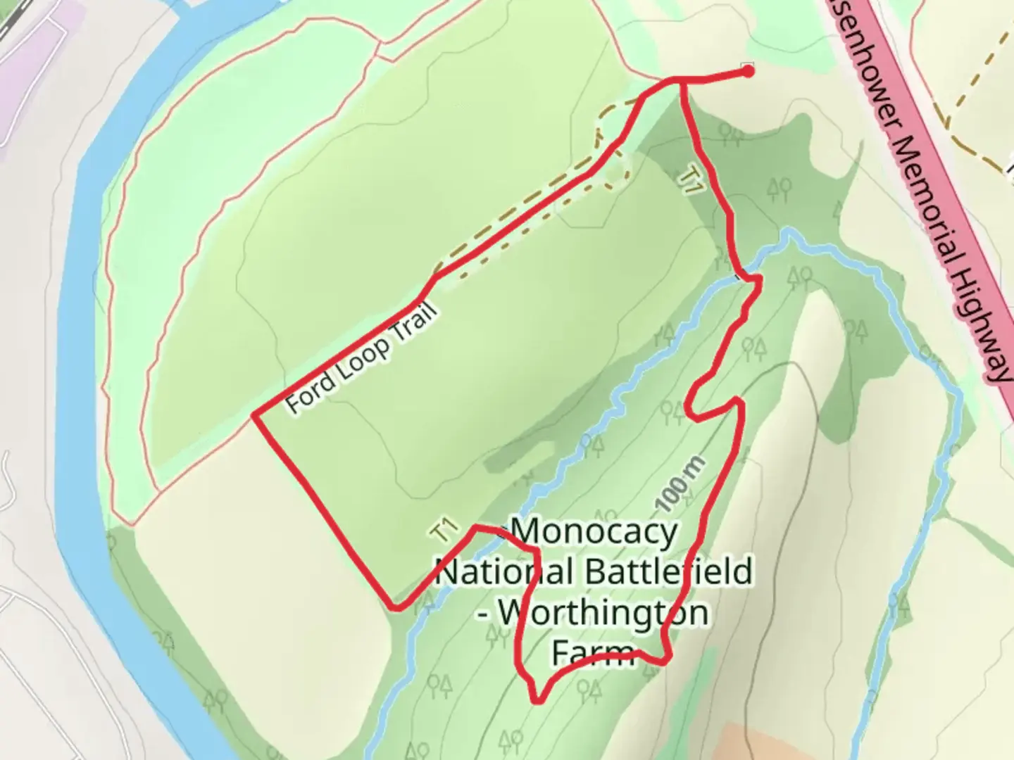 An image depicting the trail Ford - Brooks Hill Loop and its surrounding area.