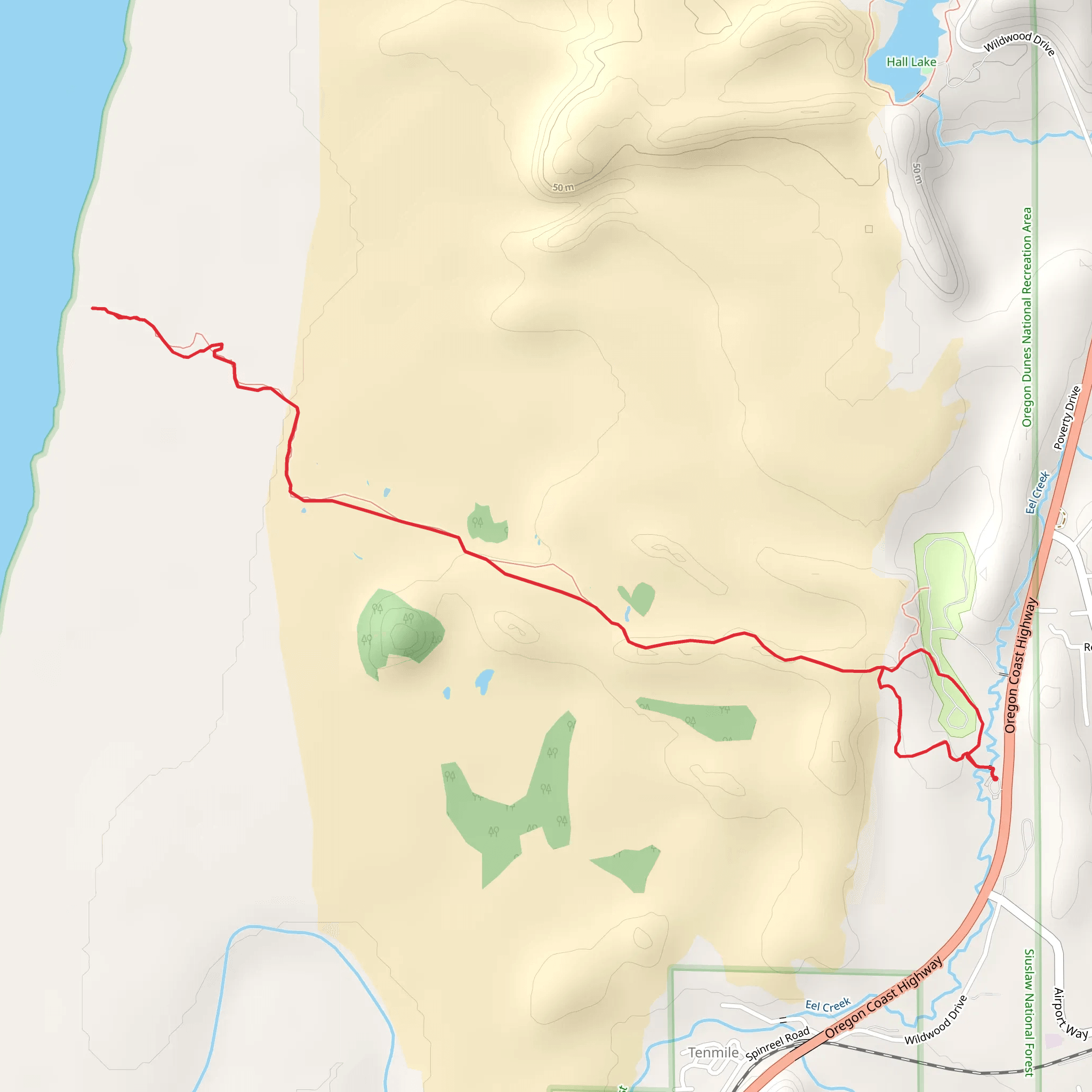 John Dellenback Dunes Trail from Eel Creek Campground mobile static map