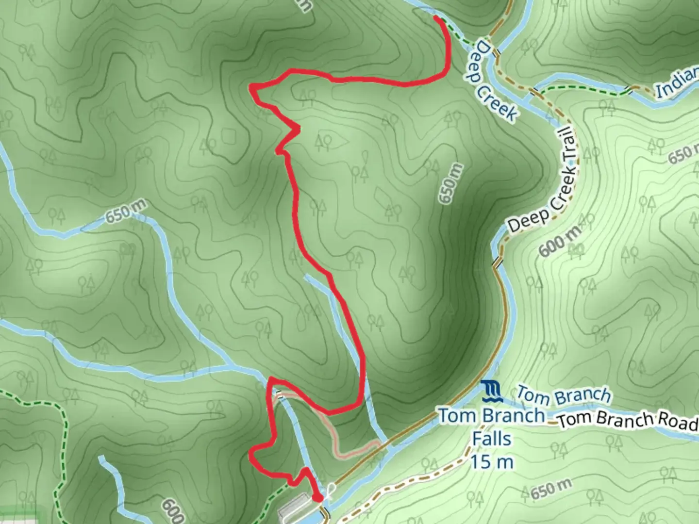 An image depicting the trail Deep Creek Horse Trail and its surrounding area.