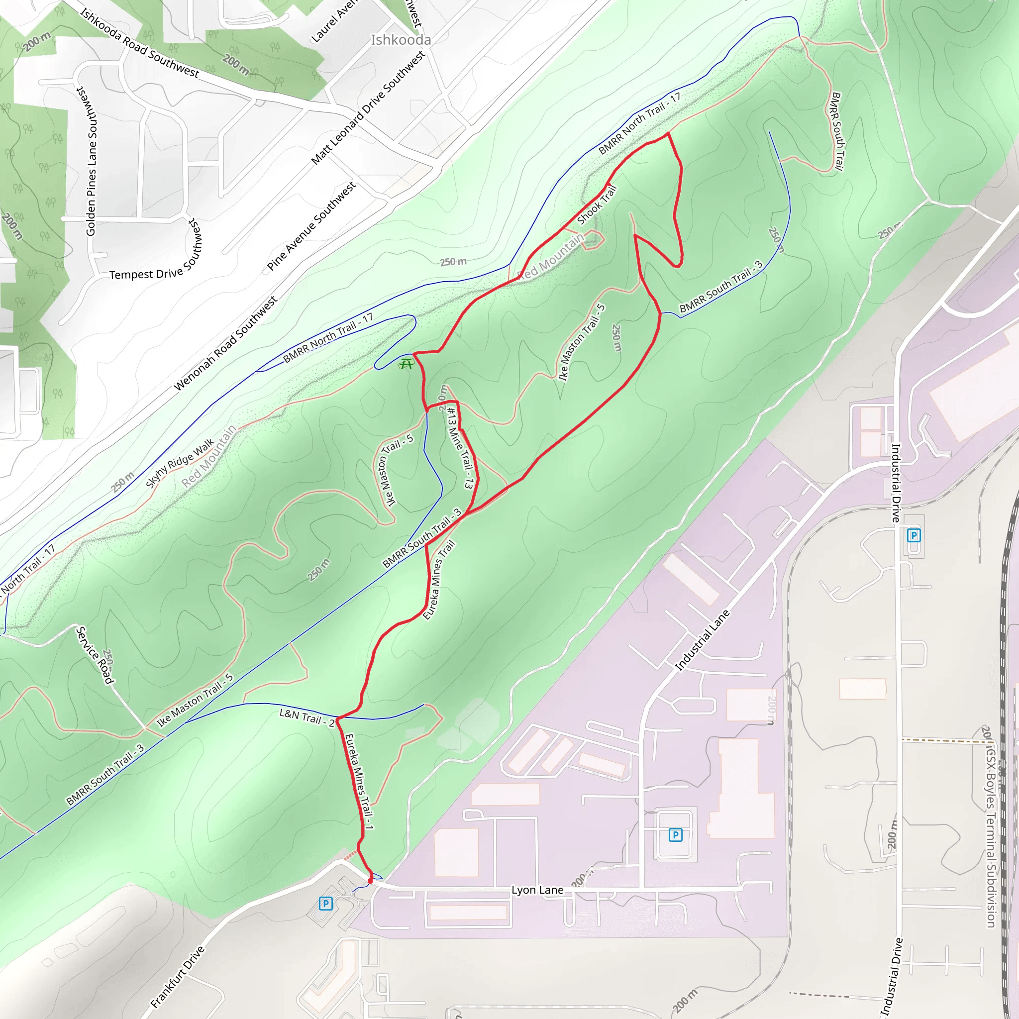 Eureka Mines, BMRR South and Ishkooda Loop Trail mobile static map