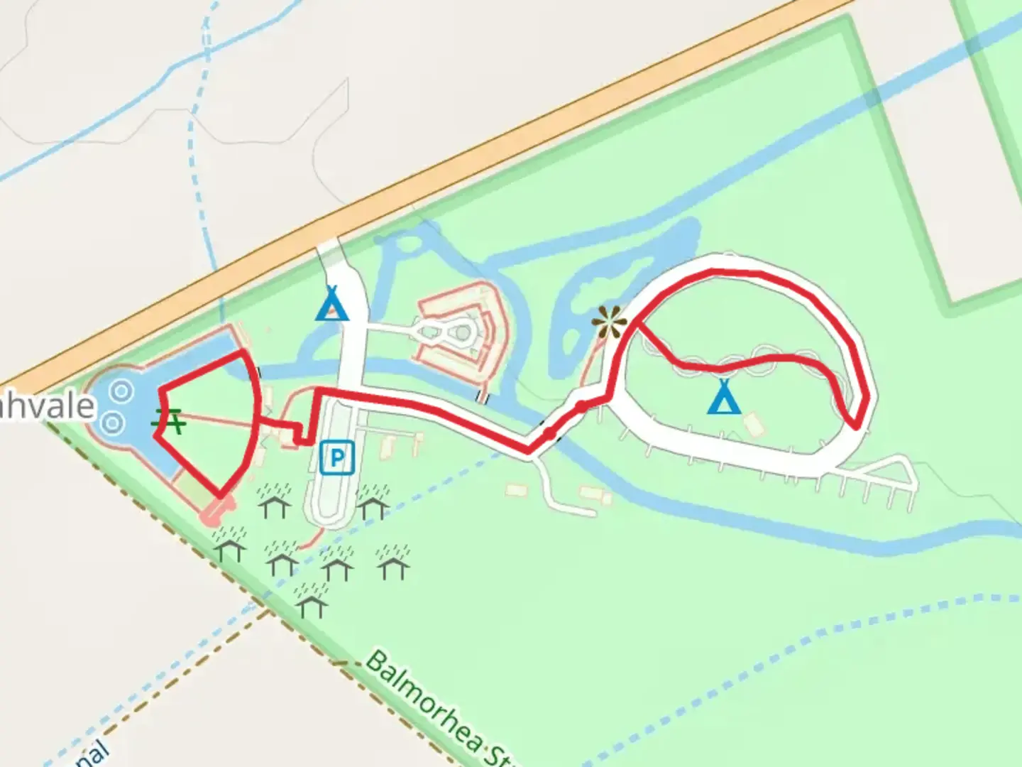 An image depicting the trail Balmorhea State Park Loop and its surrounding area.