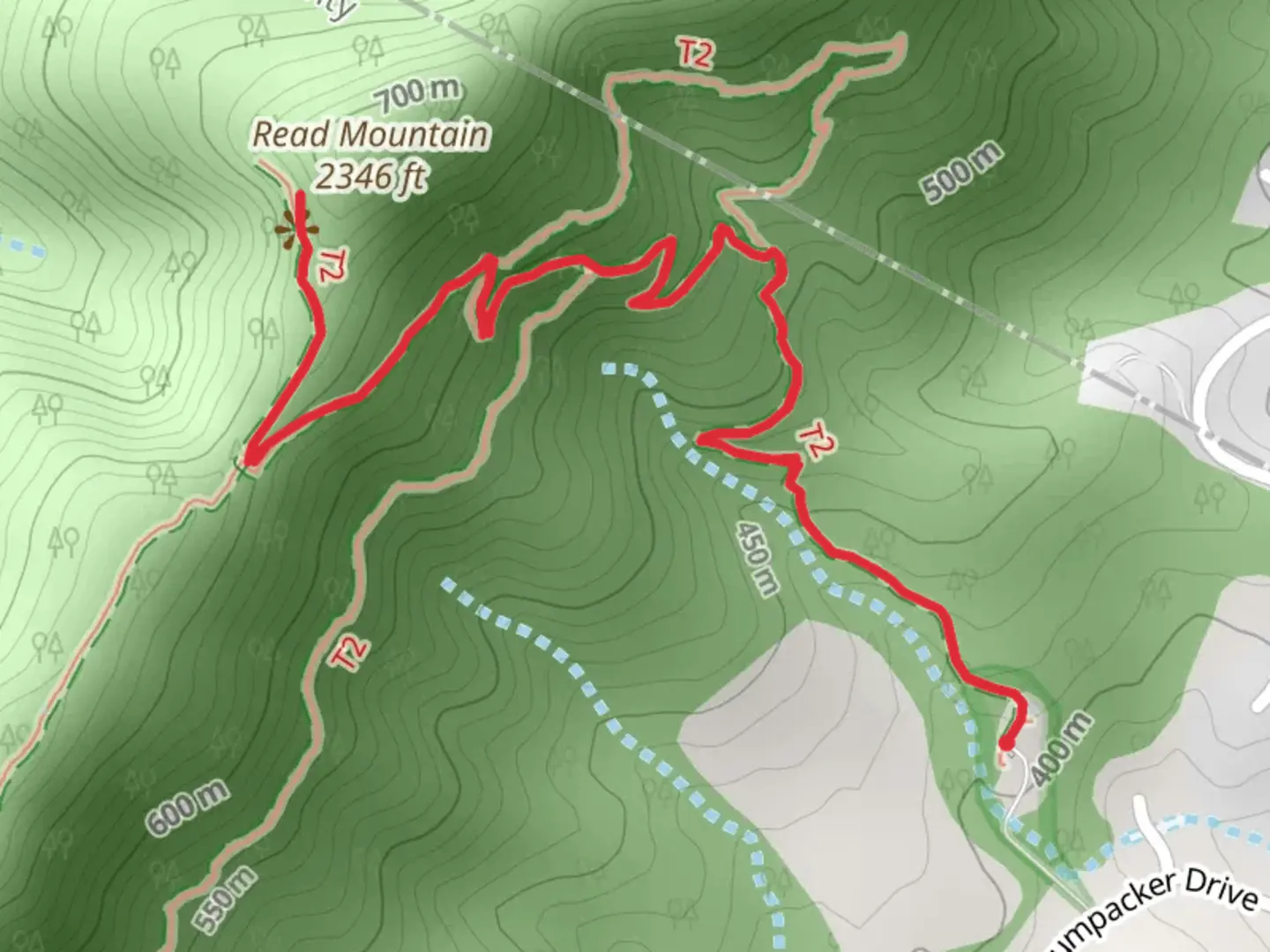An image depicting the trail Read Mountain - Buzzards Rock Trail and its surrounding area.