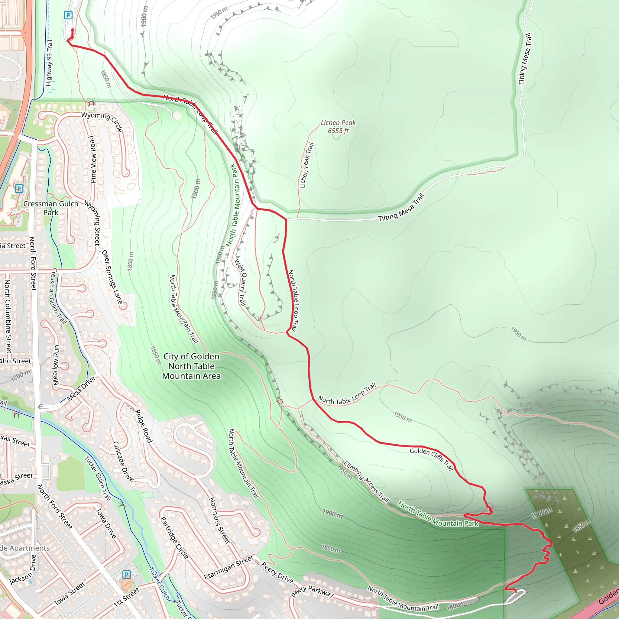 Golden Cliffs Trail mobile static map