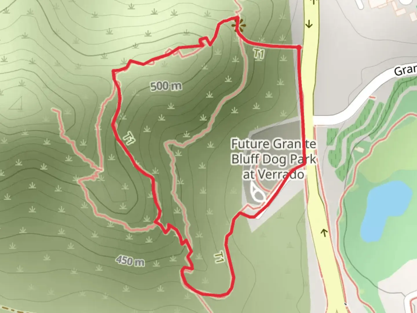 An image depicting the trail Victory Park Loop and its surrounding area.