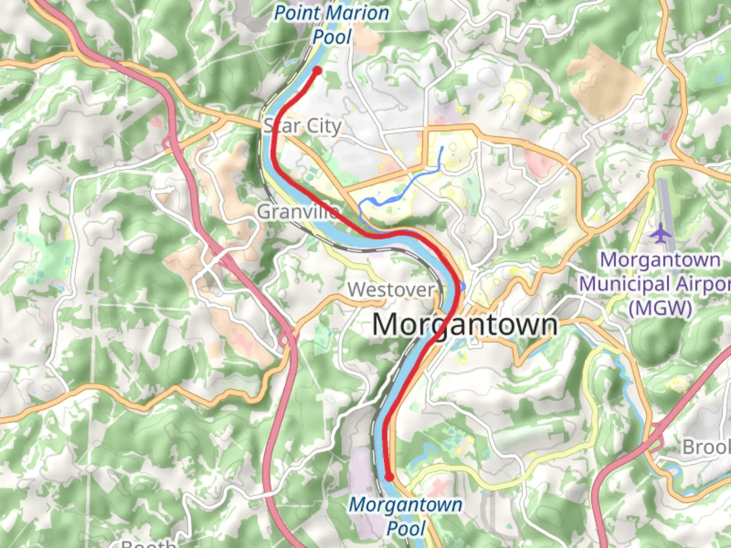 An image depicting the trail Caperton Trail - Cobun Creek Reservoir and its surrounding area.