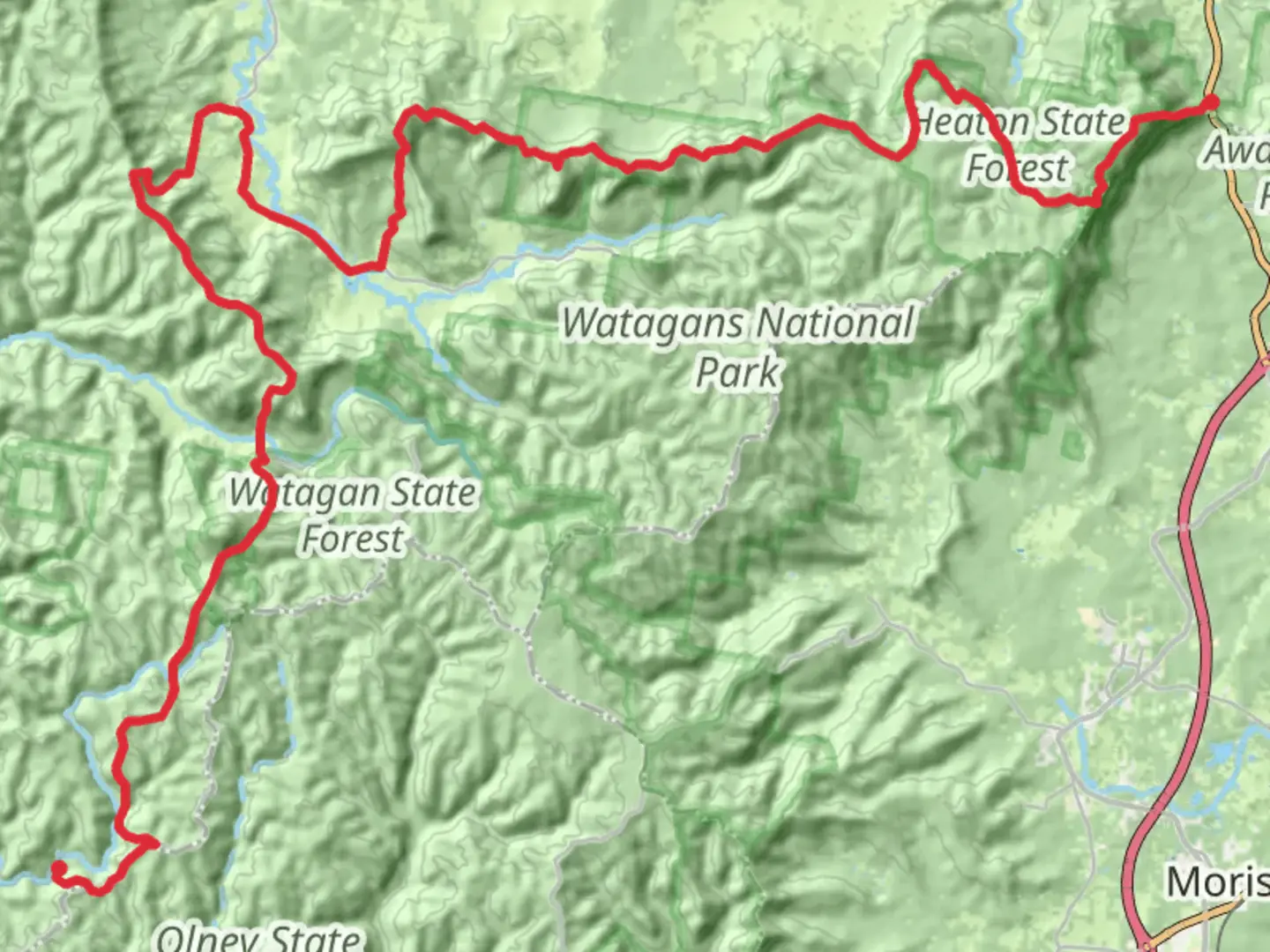 An image depicting the trail The Great North Walk 4 Day - The Basin Campsite to Heaton Gap and its surrounding area.