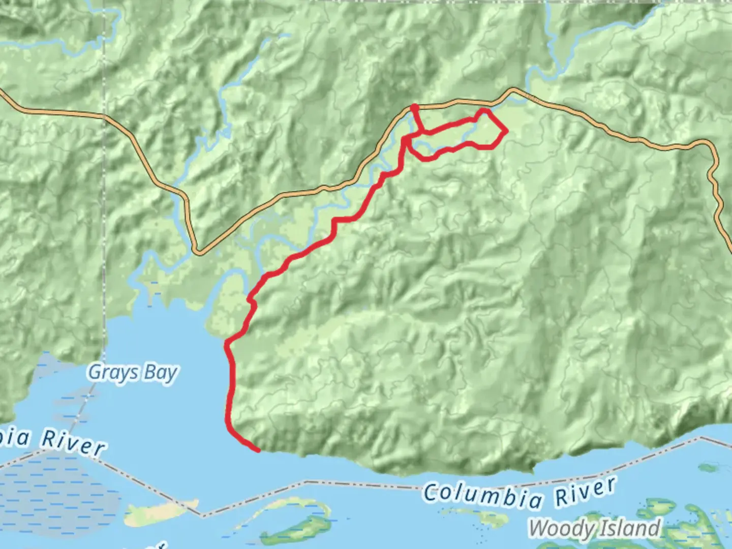 An image depicting the trail Altoona-Pillar Rock Road Walk - Grays River and its surrounding area.