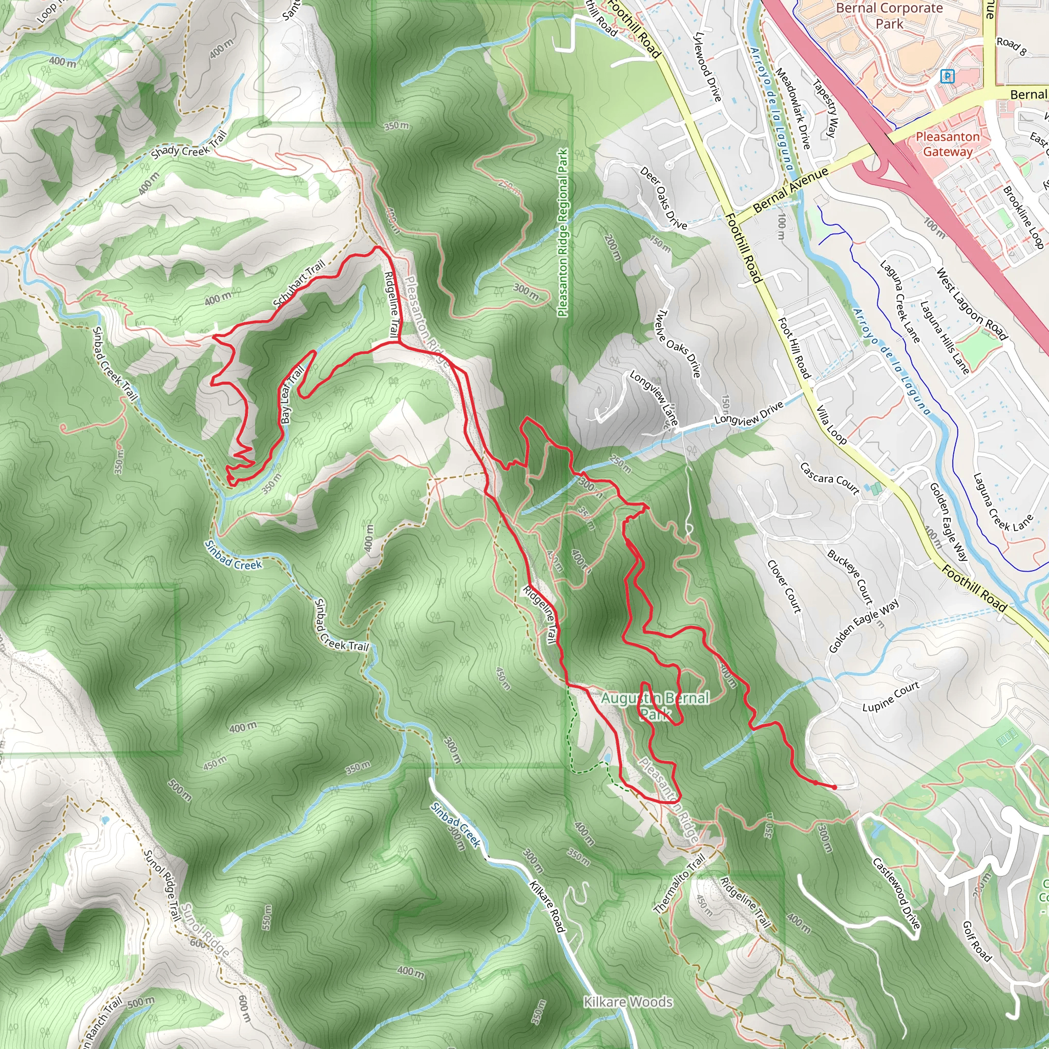 Golden Eagle, Ridgeline and Bay Leaf Loop Trail mobile static map