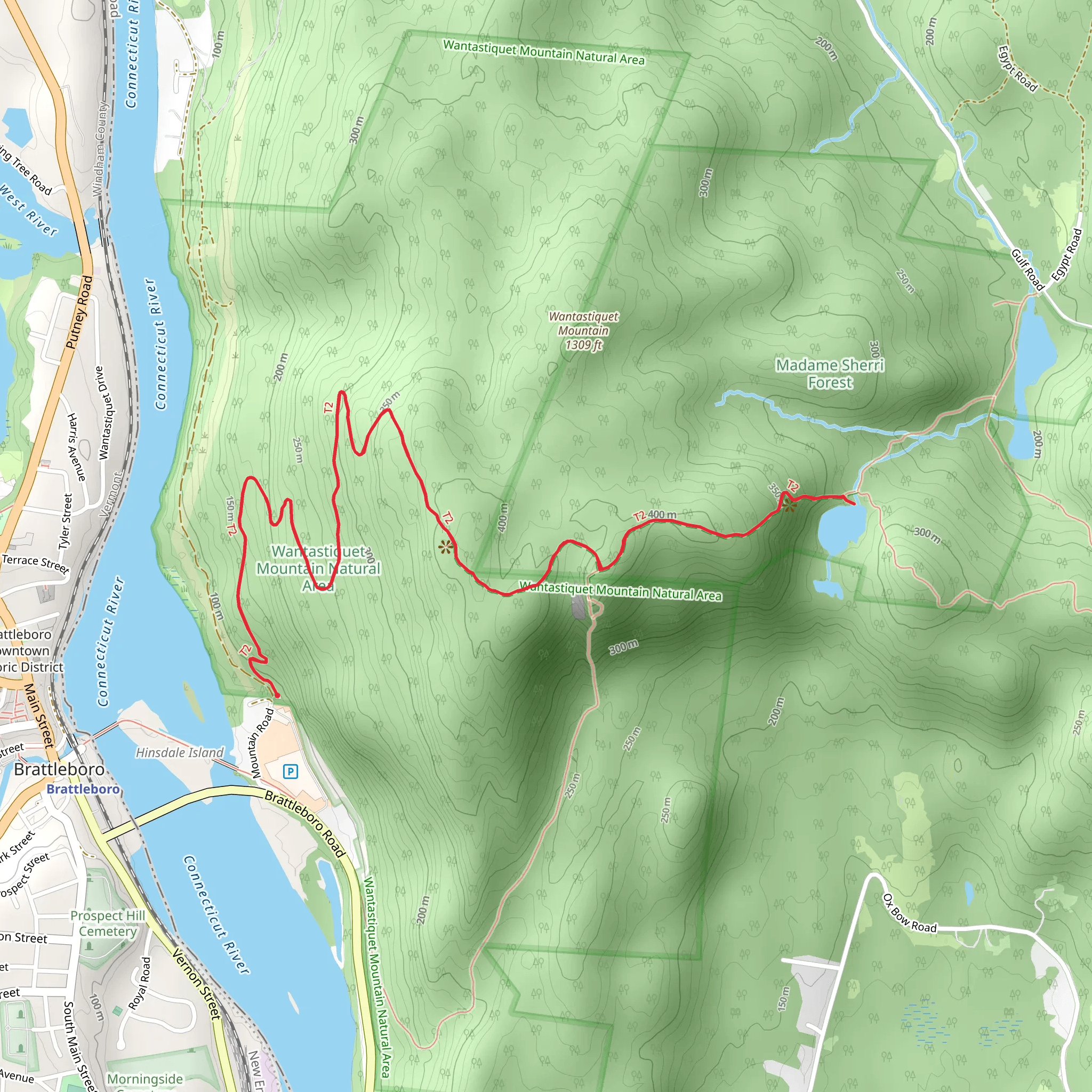 Indian Pond Trail via Wantastiquet Mountain Trail mobile static map