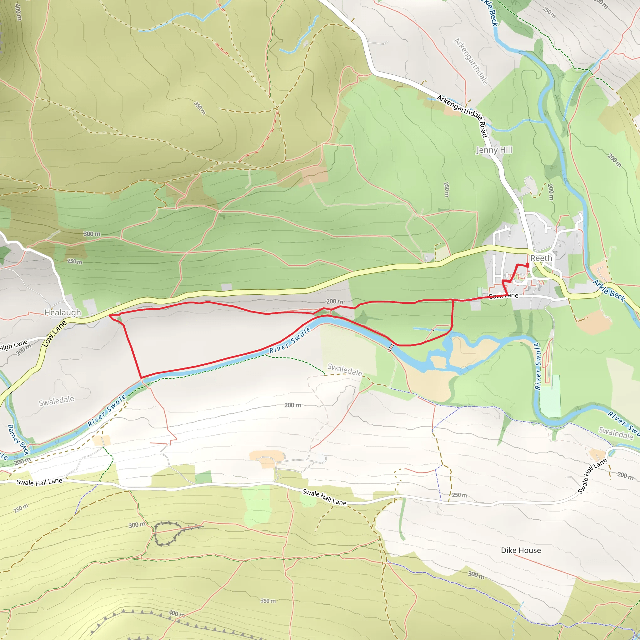 Reeth to Healough Walk mobile static map