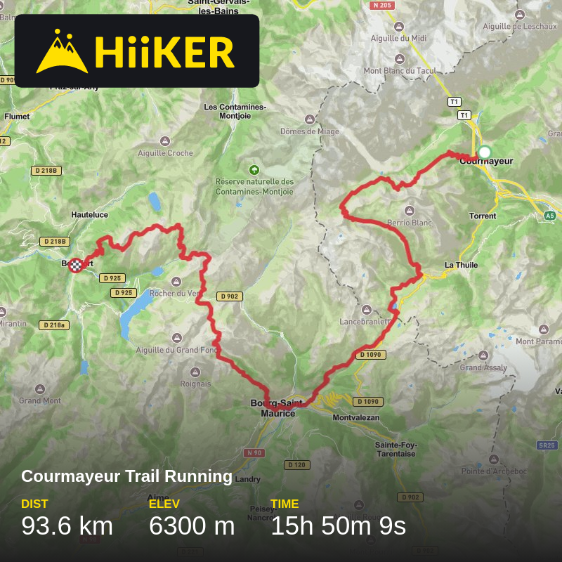 A map preview of the recording Courmayeur Trail Running.
