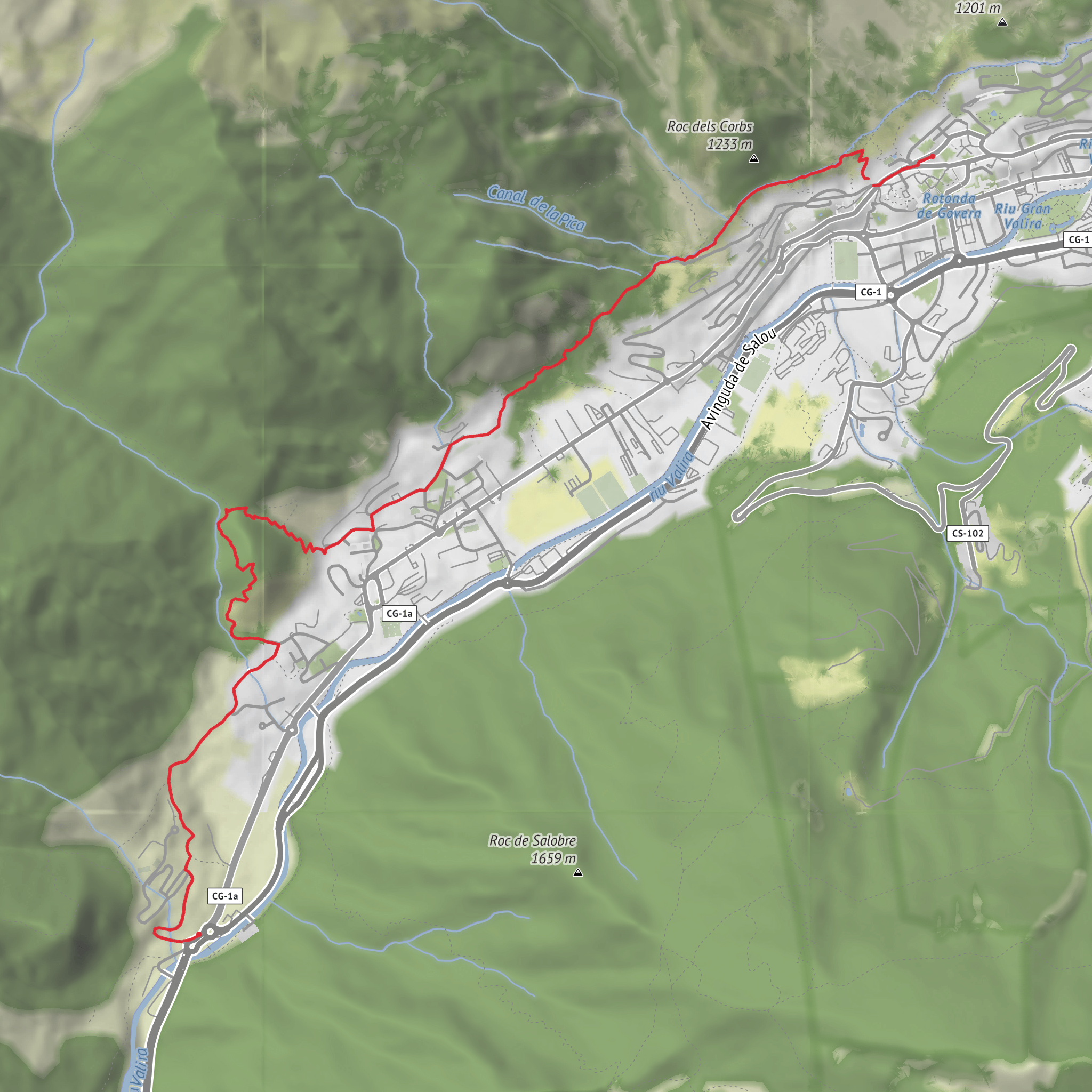 From Andorra la Vella to La Margineda via the Irrigation Channel and Sant Vicenç mobile static map