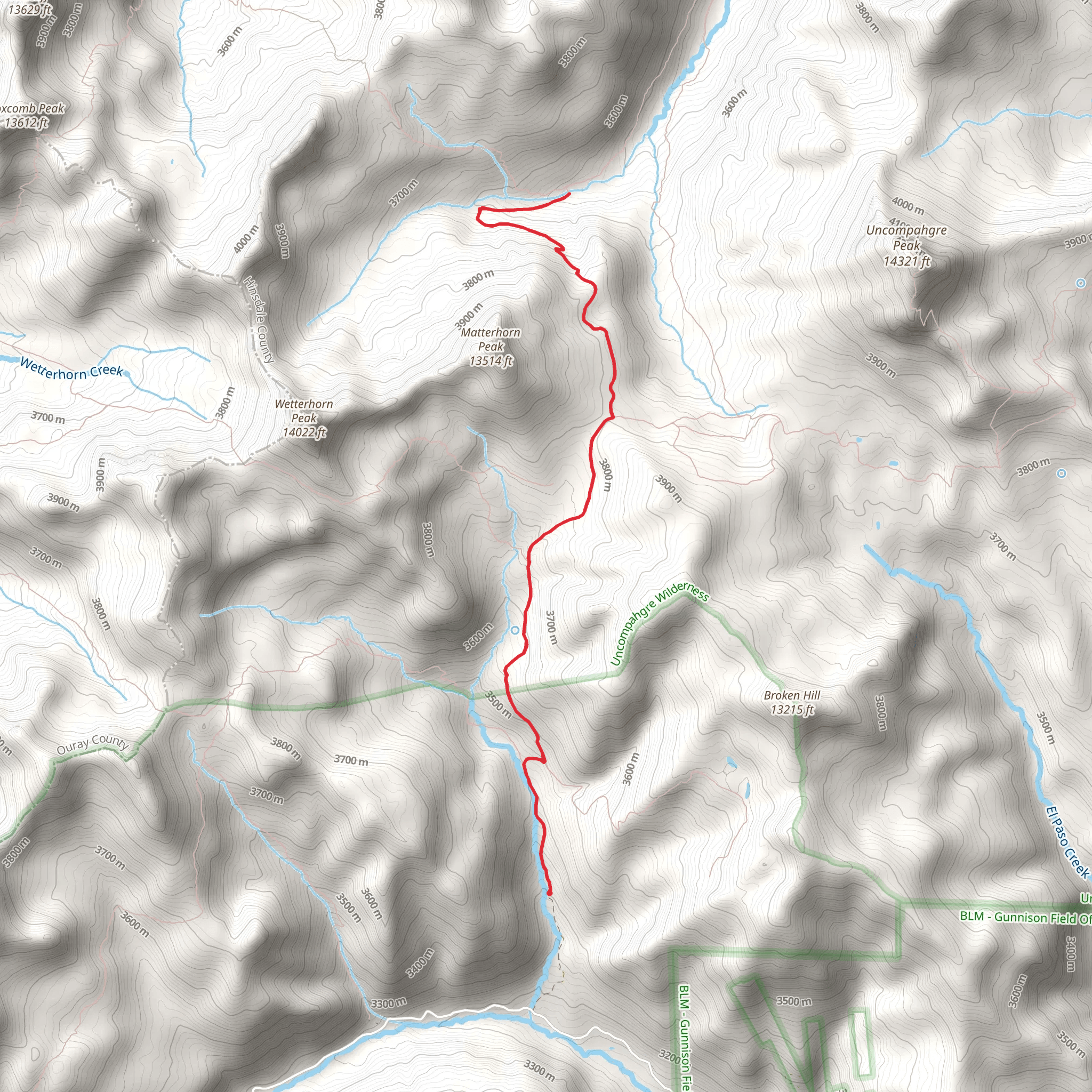 Matterhorn Trail via Ridge Stock Driveway Trail mobile static map