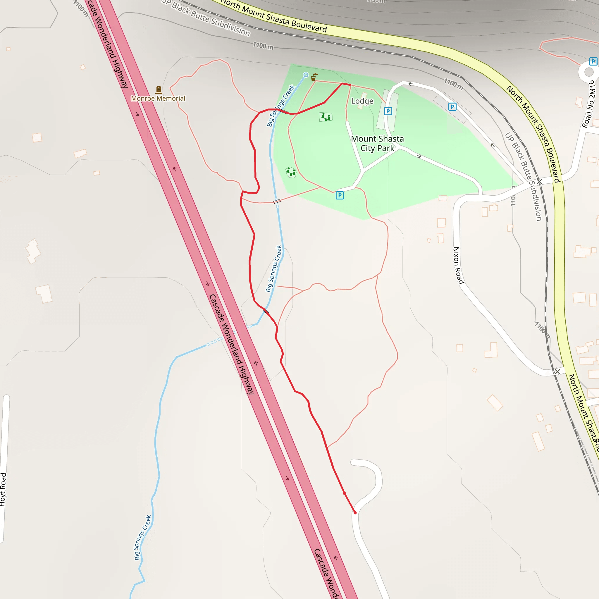 Mount Shasta City Park Walk mobile static map