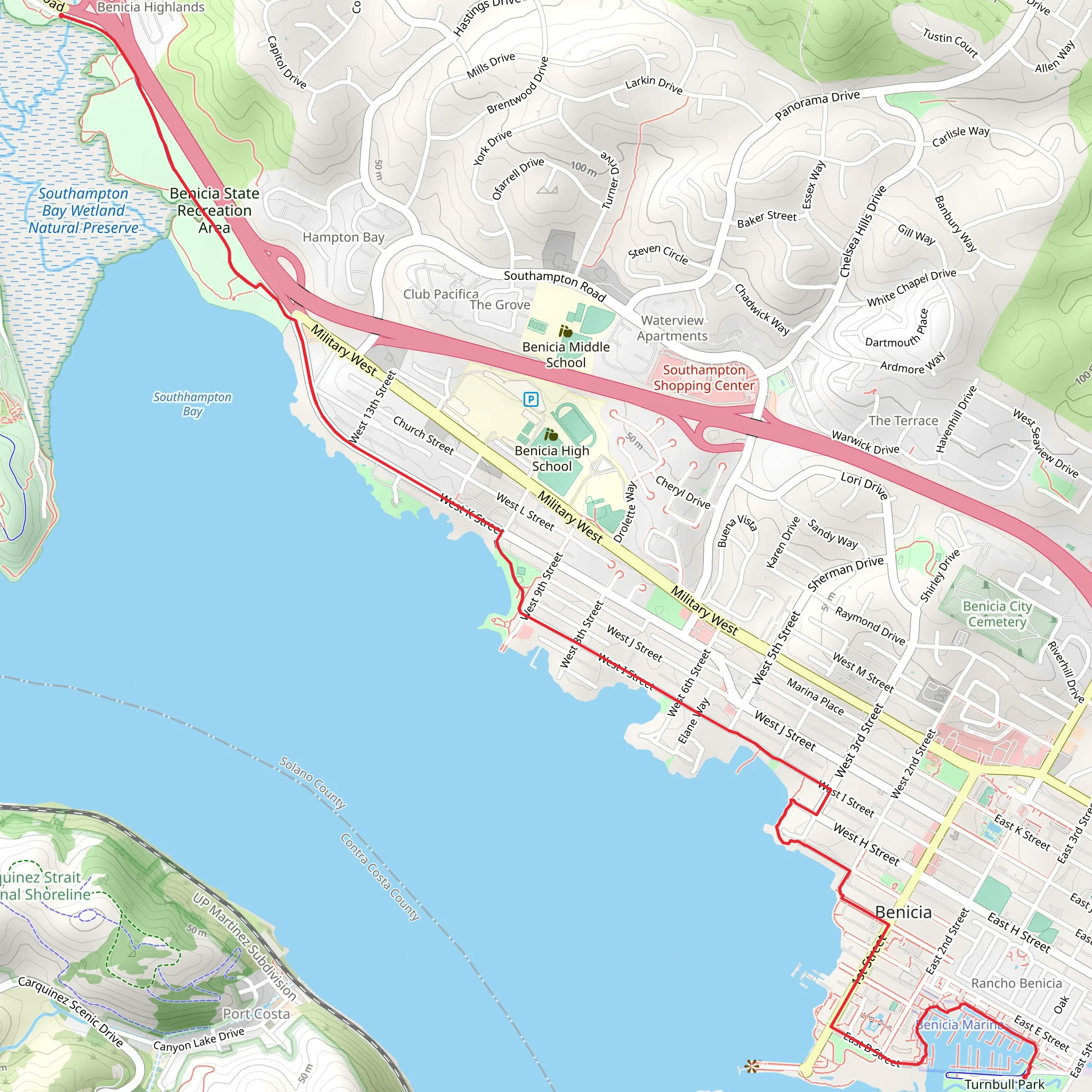 Twelfth Street Park, Ninth Street Park and Arneson Park via Bay Area Ridge Trail mobile static map