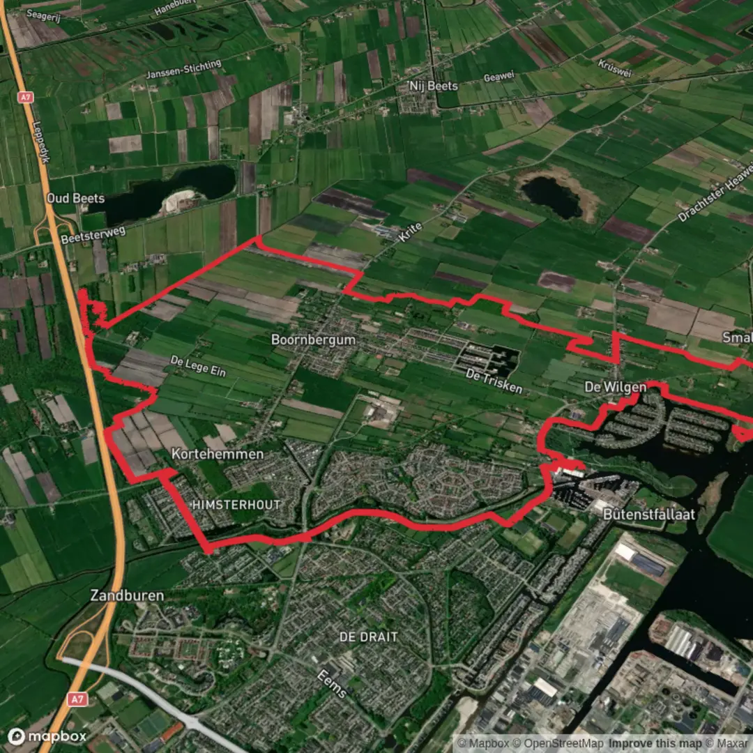An image depicting the trail Smeliester San, Boornbergum and Himsterhout Loop and its surrounding area.