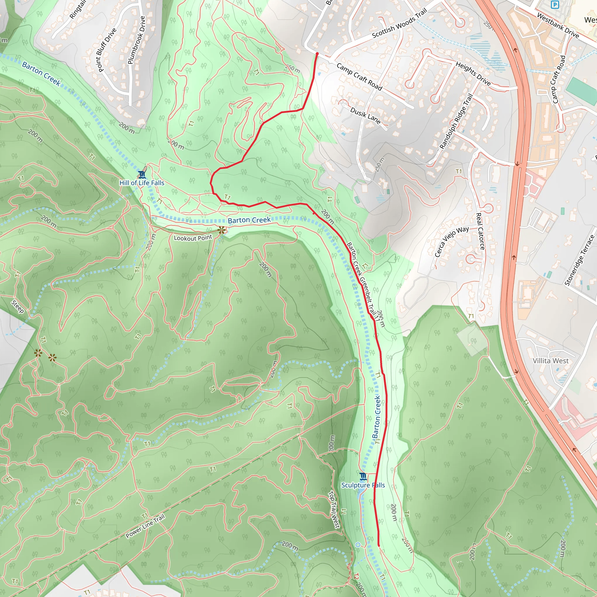 Hill of Life and Barton Creek Greenbelt Trail 11 mobile static map