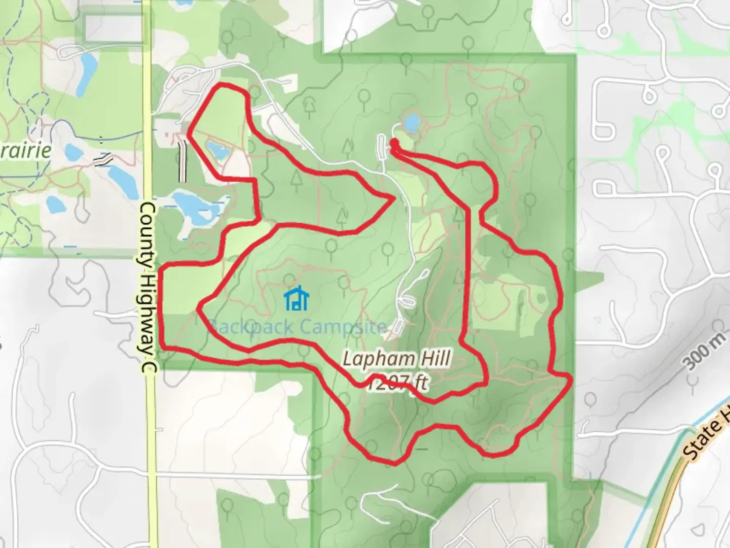 An image depicting the trail Kettle View and Moraine Ridge Loop Trail and its surrounding area.
