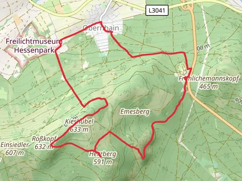 Kieshuebel and Herzberg via Limeswanderweg and Taunusklub Route