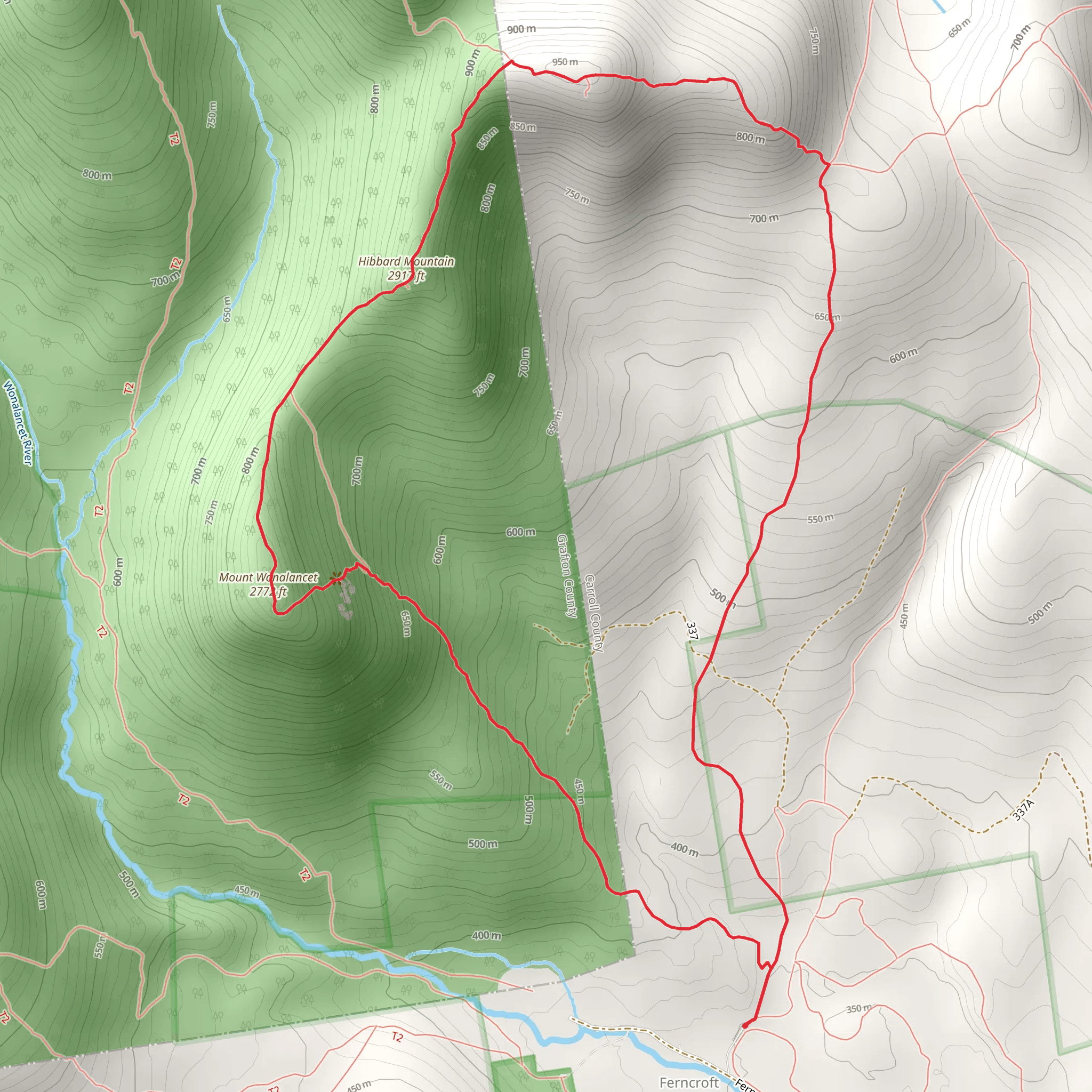 Mount Wonalancet Hibbard Mountain Loop Trail mobile static map