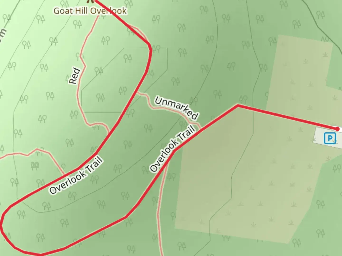 An image depicting the trail Overlook Trail and its surrounding area.