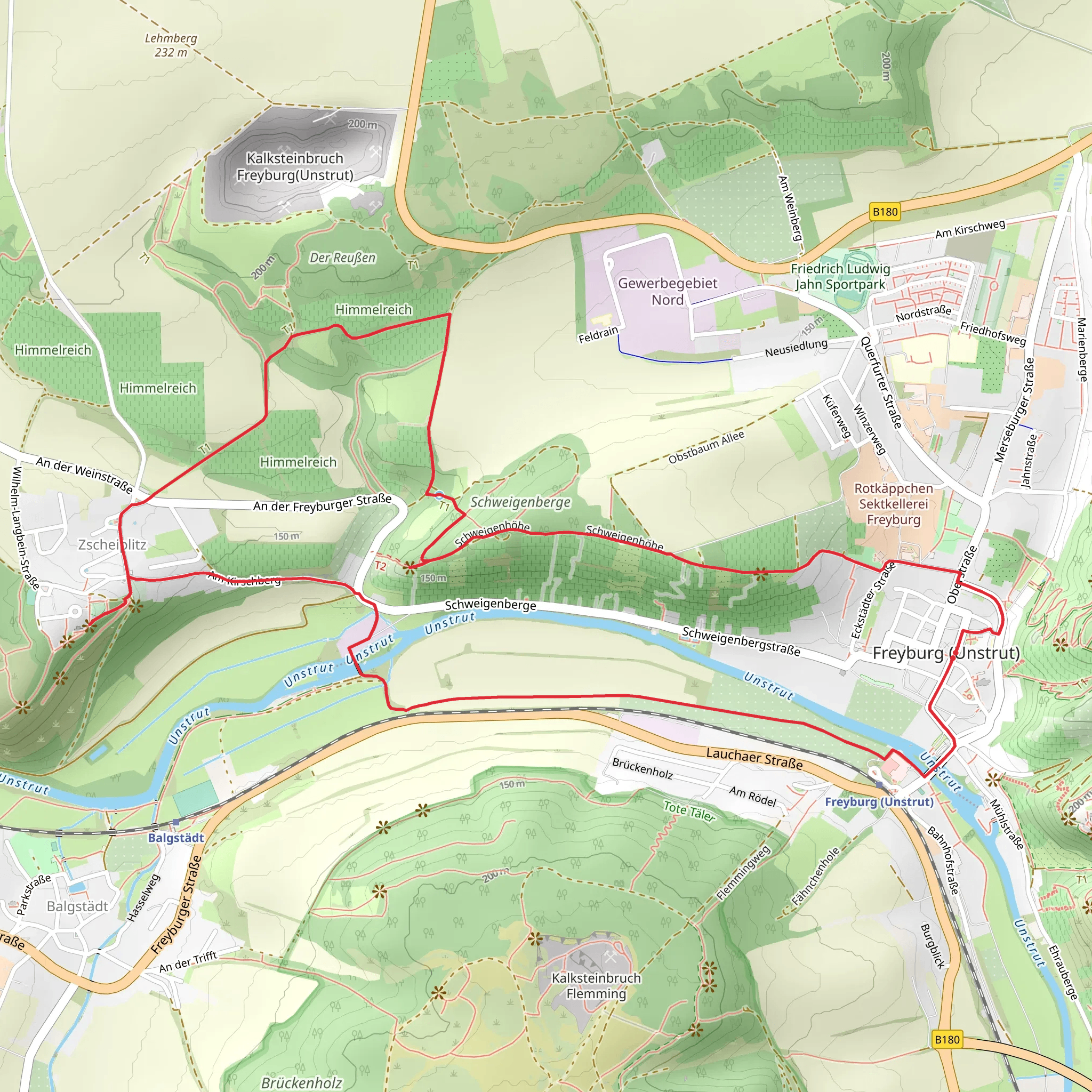Heimablick and Unstrut via Schweigenberg Rundweg mobile static map