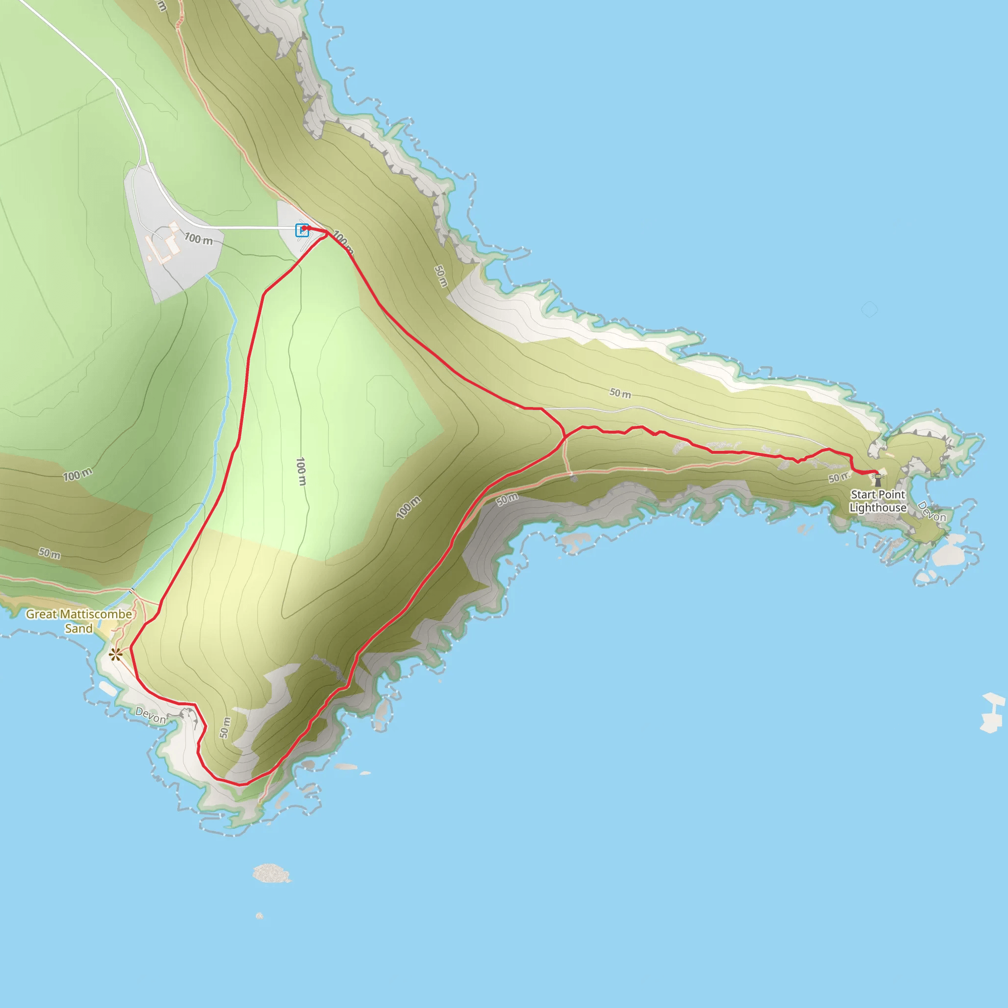 Start Point Devon Walk mobile static map