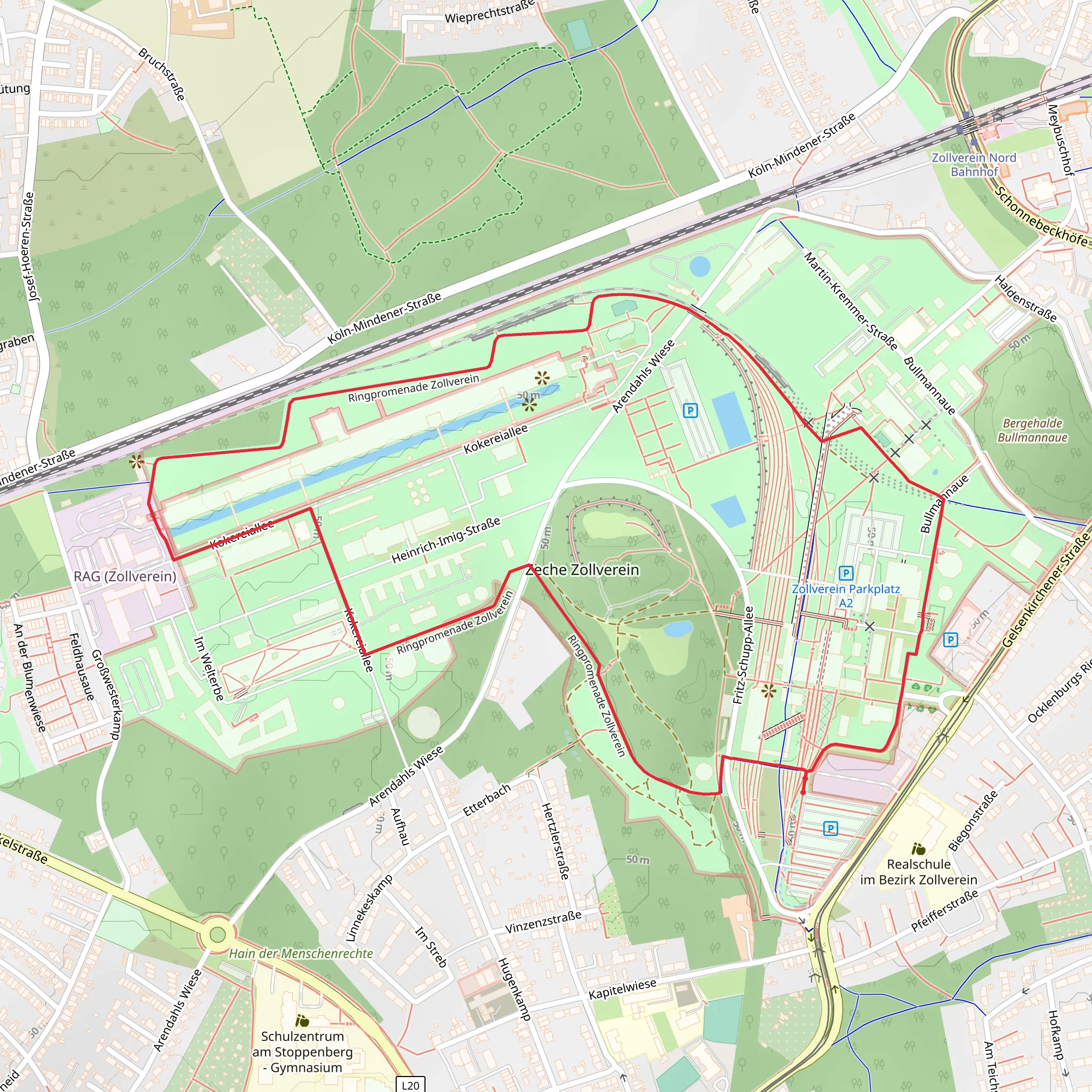 Ringpromenade Zollverein Loop mobile static map