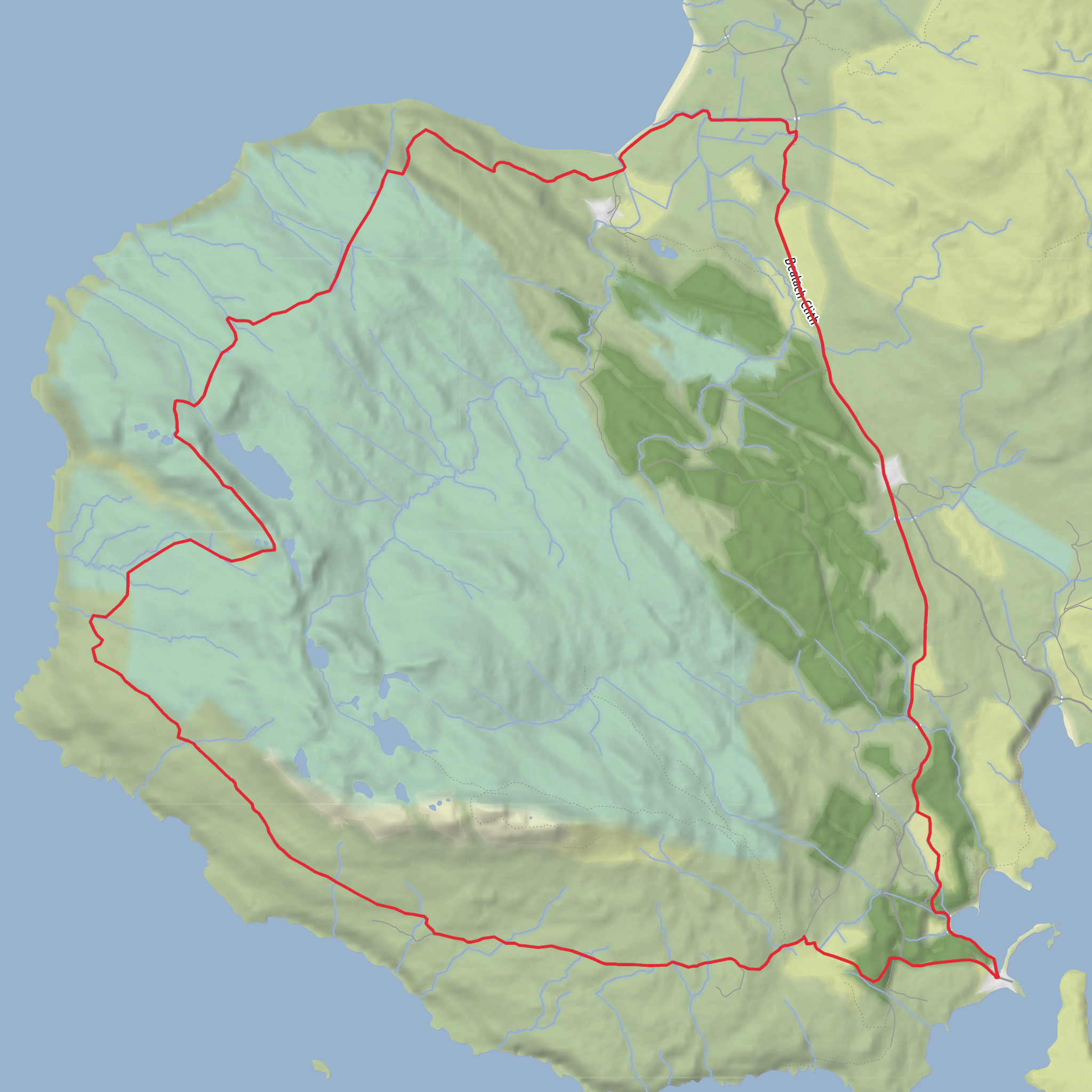 Gruin Uachdrach, Beannan Breaca, Beinn Tighe and Bay of Laig Loop mobile static map