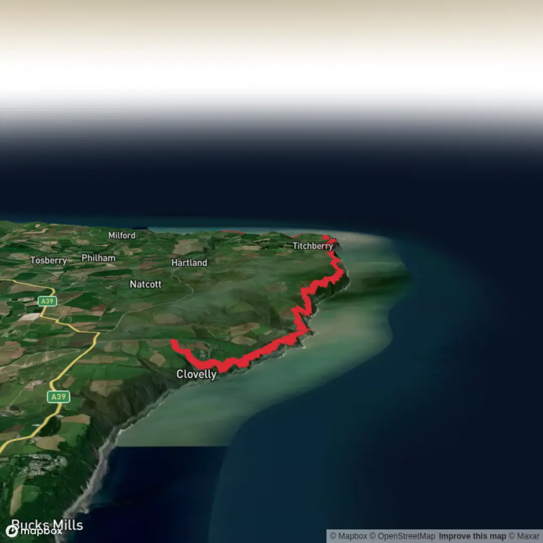 An image depicting the trail Clovelly to Hartland Quay - South West Coast Path and its surrounding area.