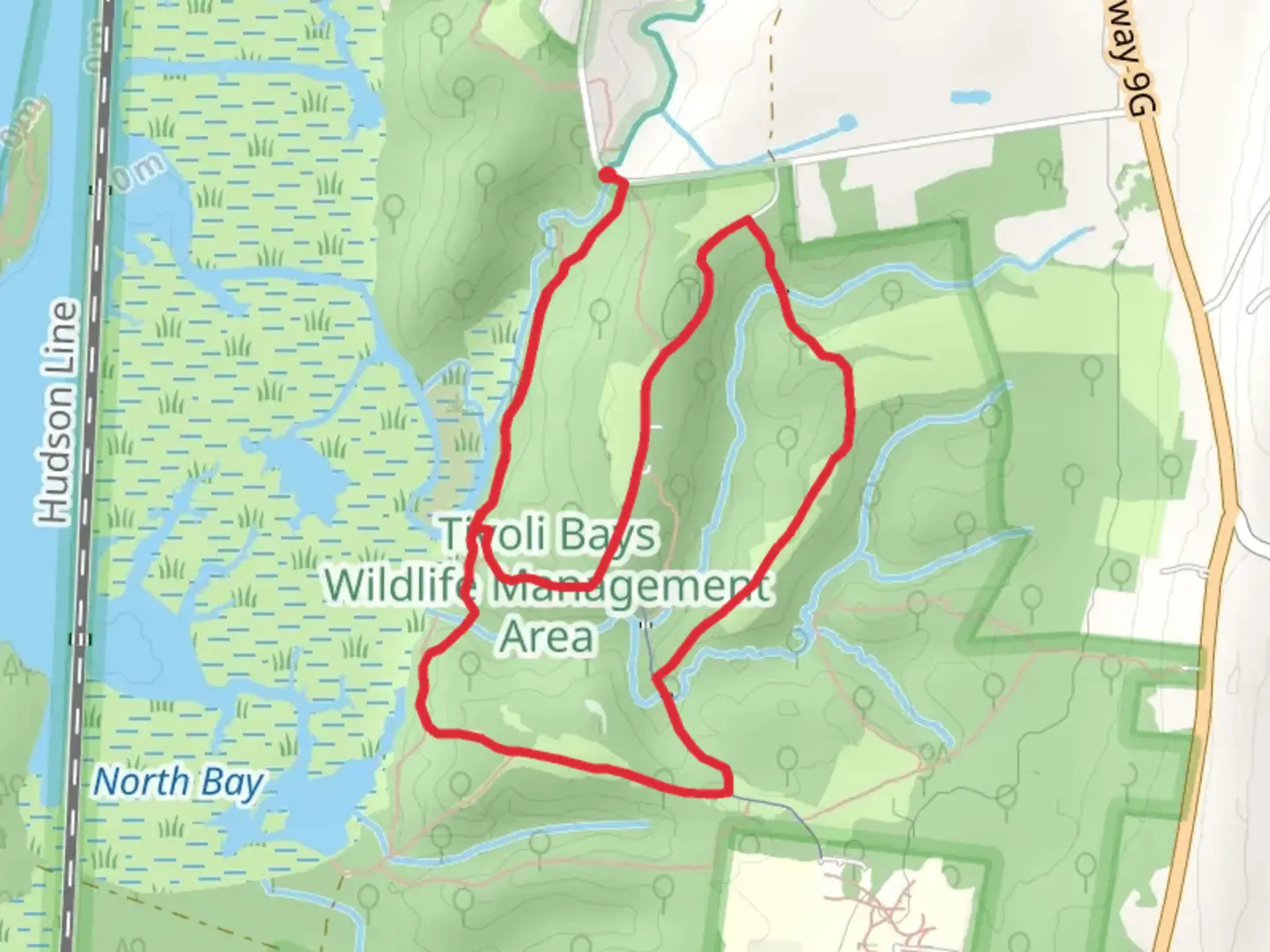An image depicting the trail Ward Manor Cemetery Loop and its surrounding area.