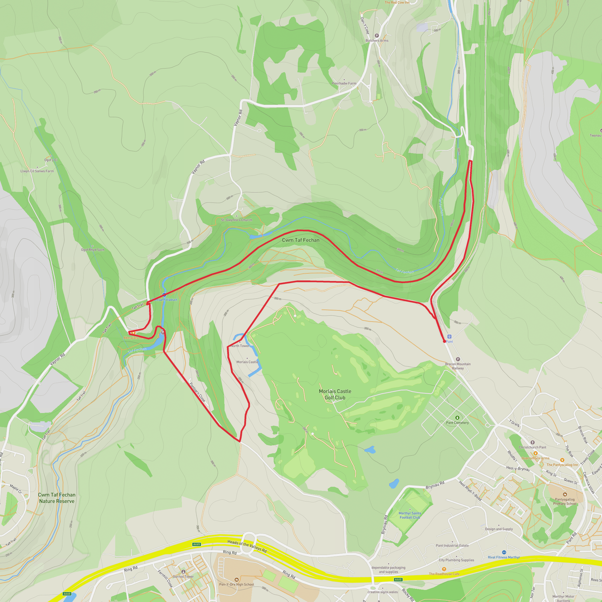Castell Morlais o Rheilffordd Mynydd Brycheiniog mobile static map