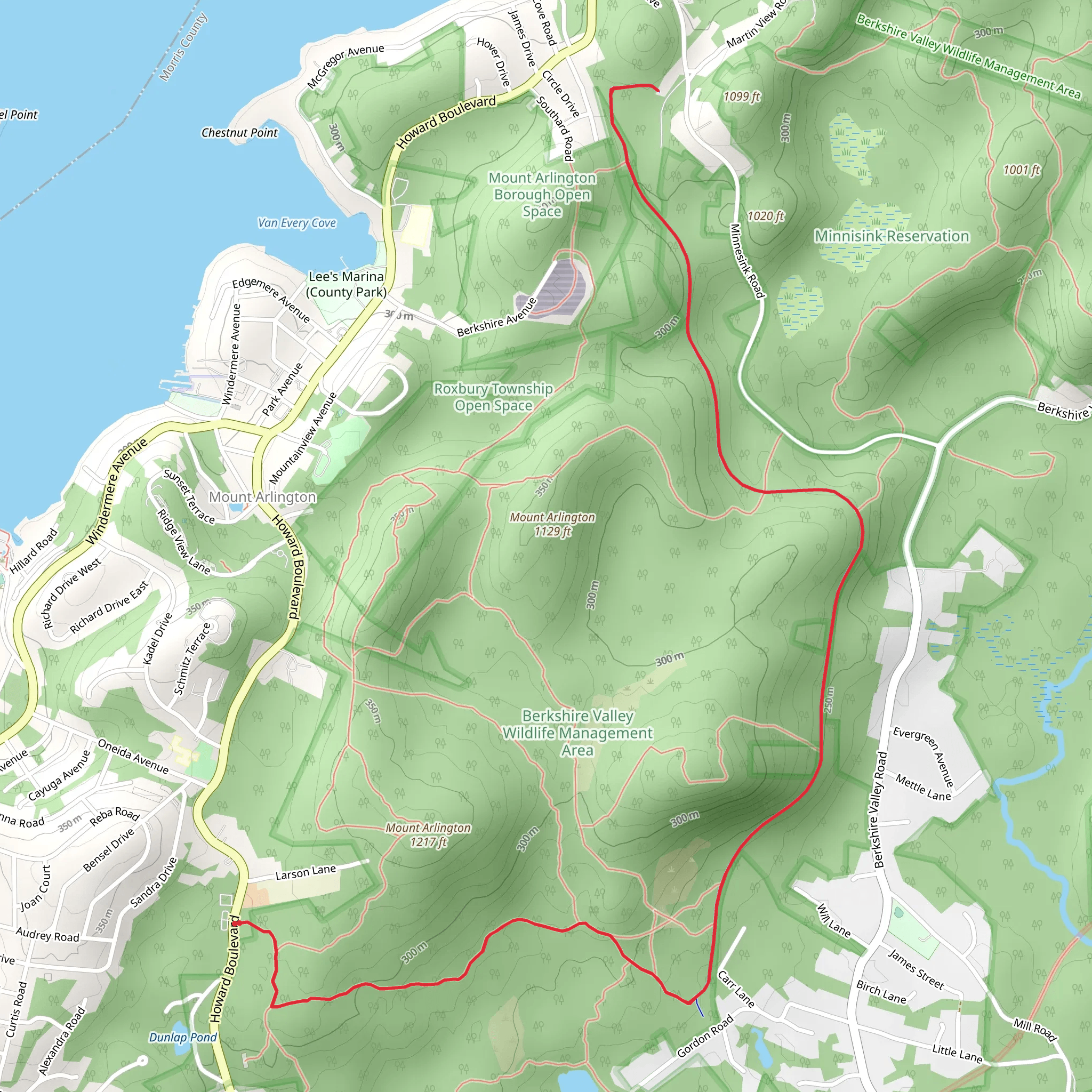 Berkshire Valley WMA Rail and Yellow Trail mobile static map