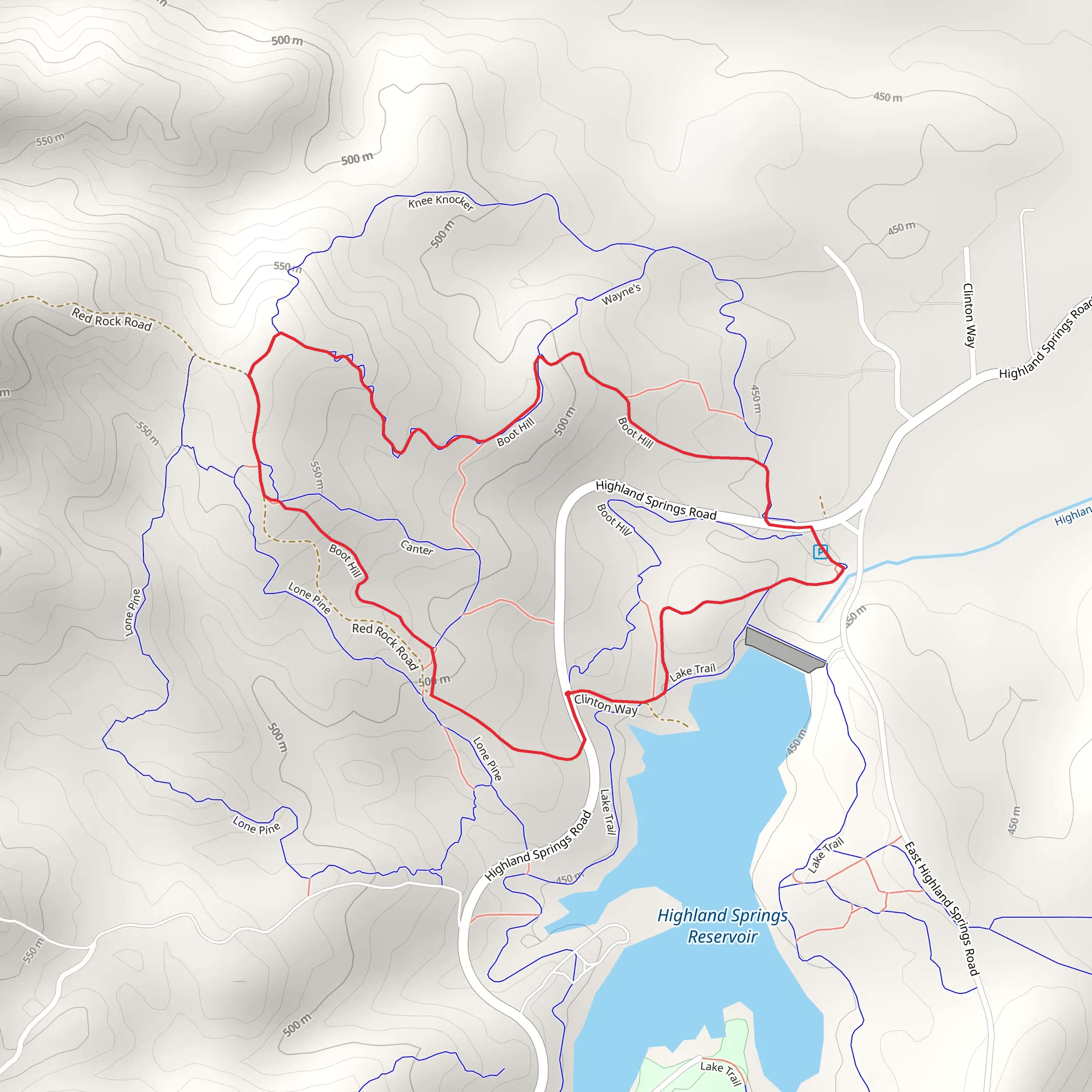 Boot Hill and Highland Springs Road Loop mobile static map